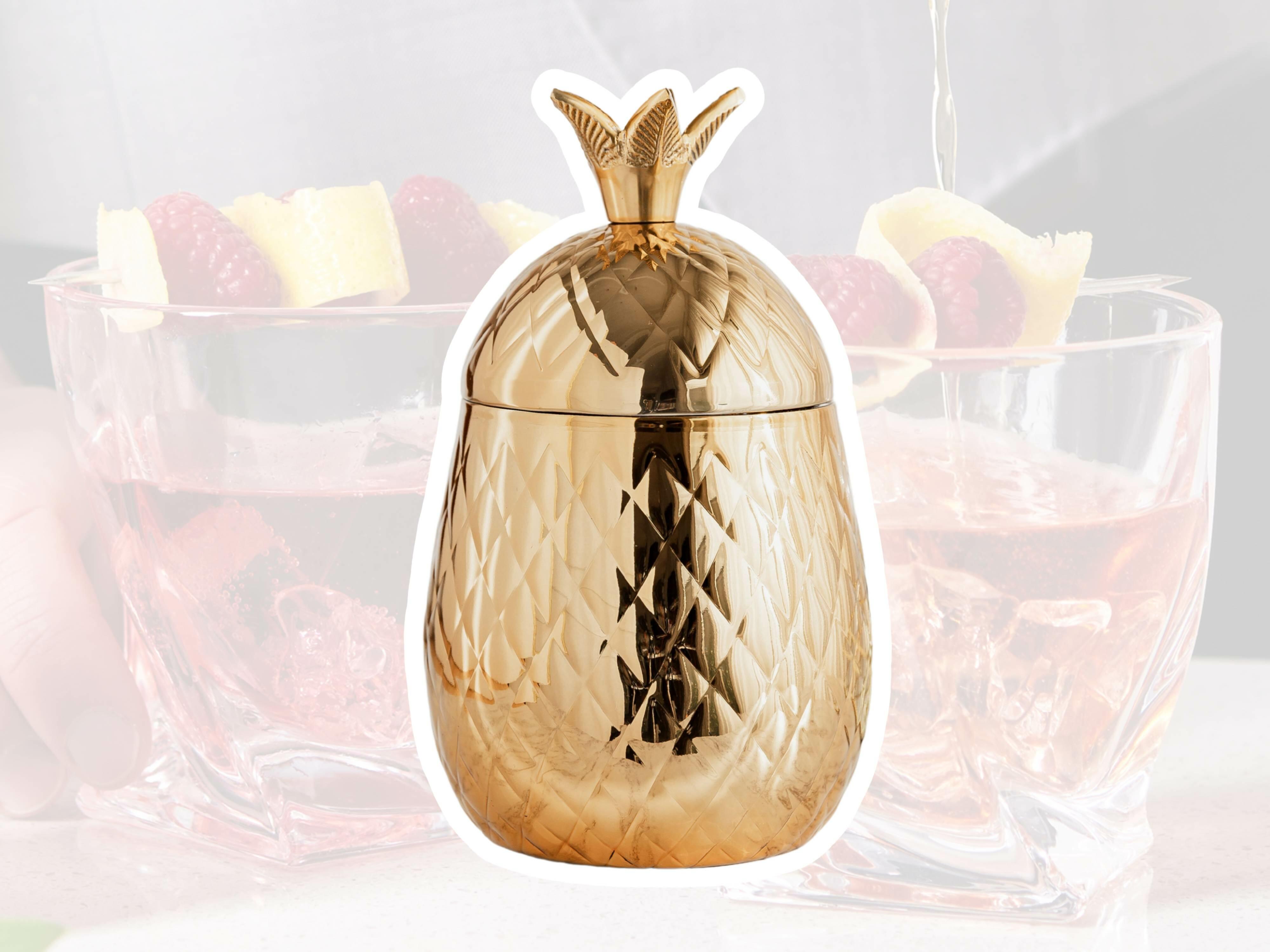 double wall insulated gold pineapple ice bucket