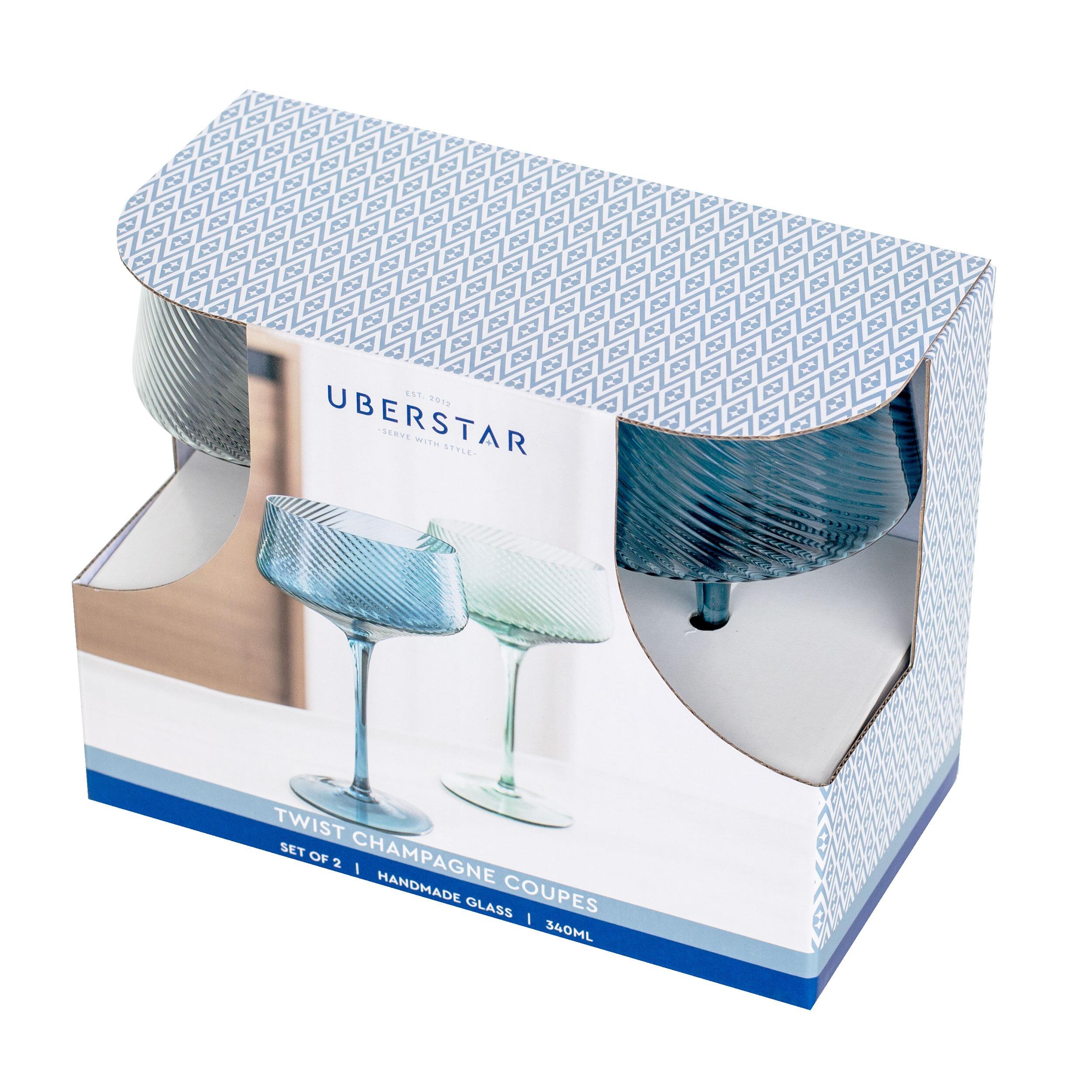 Ribbed Colour Glass Champagne Coupes