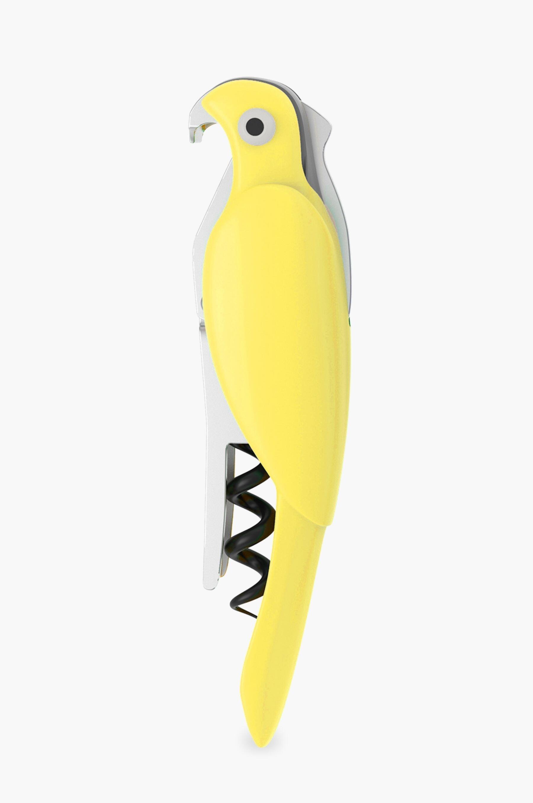 Budgie Bottle Opener Corkscrew Waiters Friend Yellow