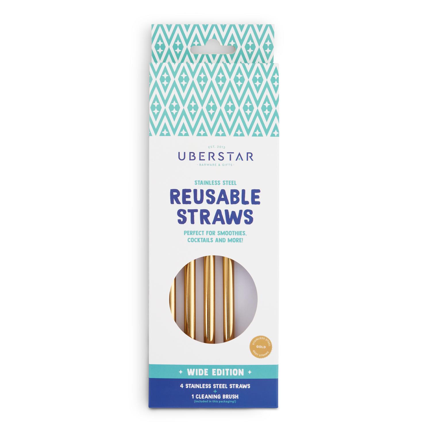 Uberstar Reusable Straws (4 Pack) - Gold