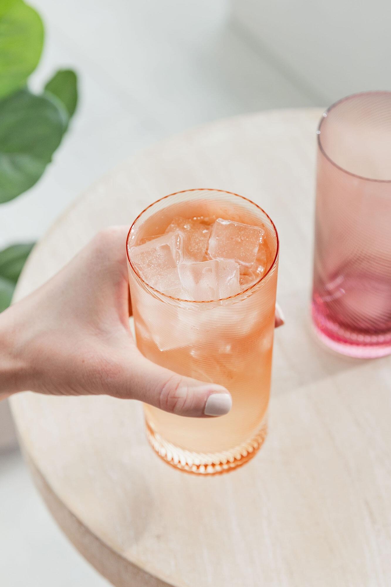 Pink Orange Coloured Glass Tumblers UK