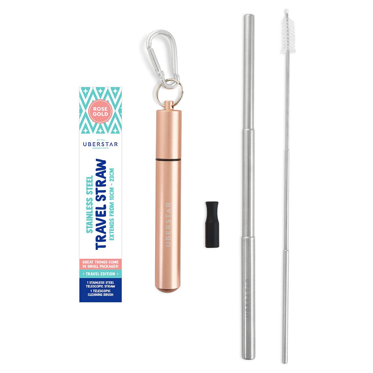 Travel Stainless Steel Straw - Rose Gold