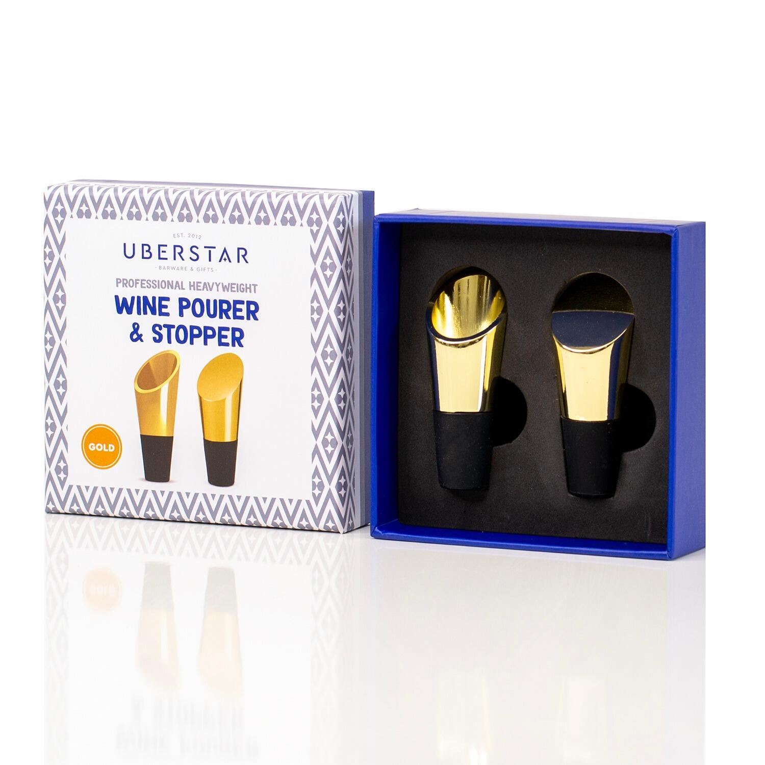 UBERSTAR Heavyweight Wine Pourer and Stopper - Gold