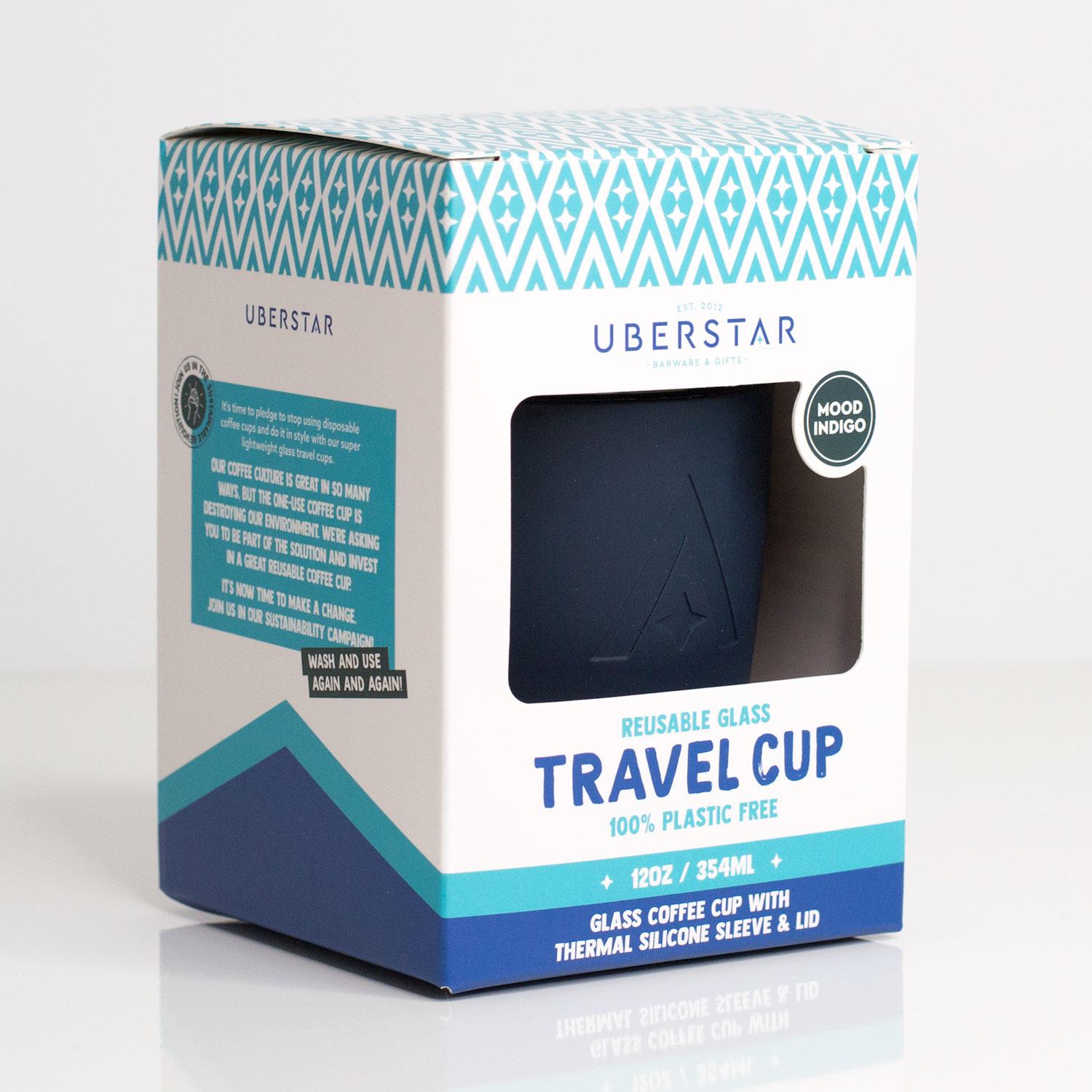 Uberstar Reusable Glass Travel Cup - Mood Indigo - Only £14.99