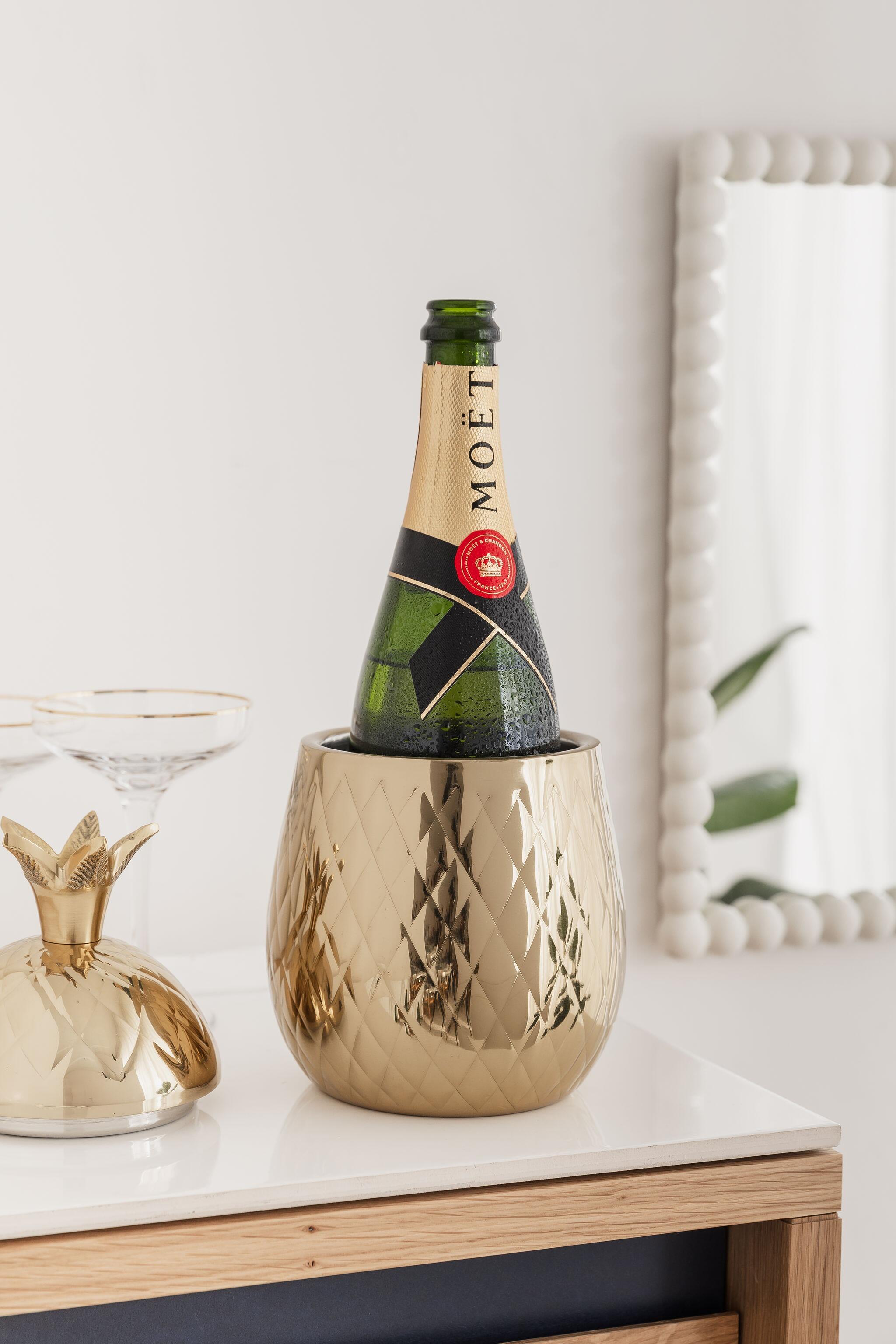 Gold Pineapple Retro Wine Cooler Bucket