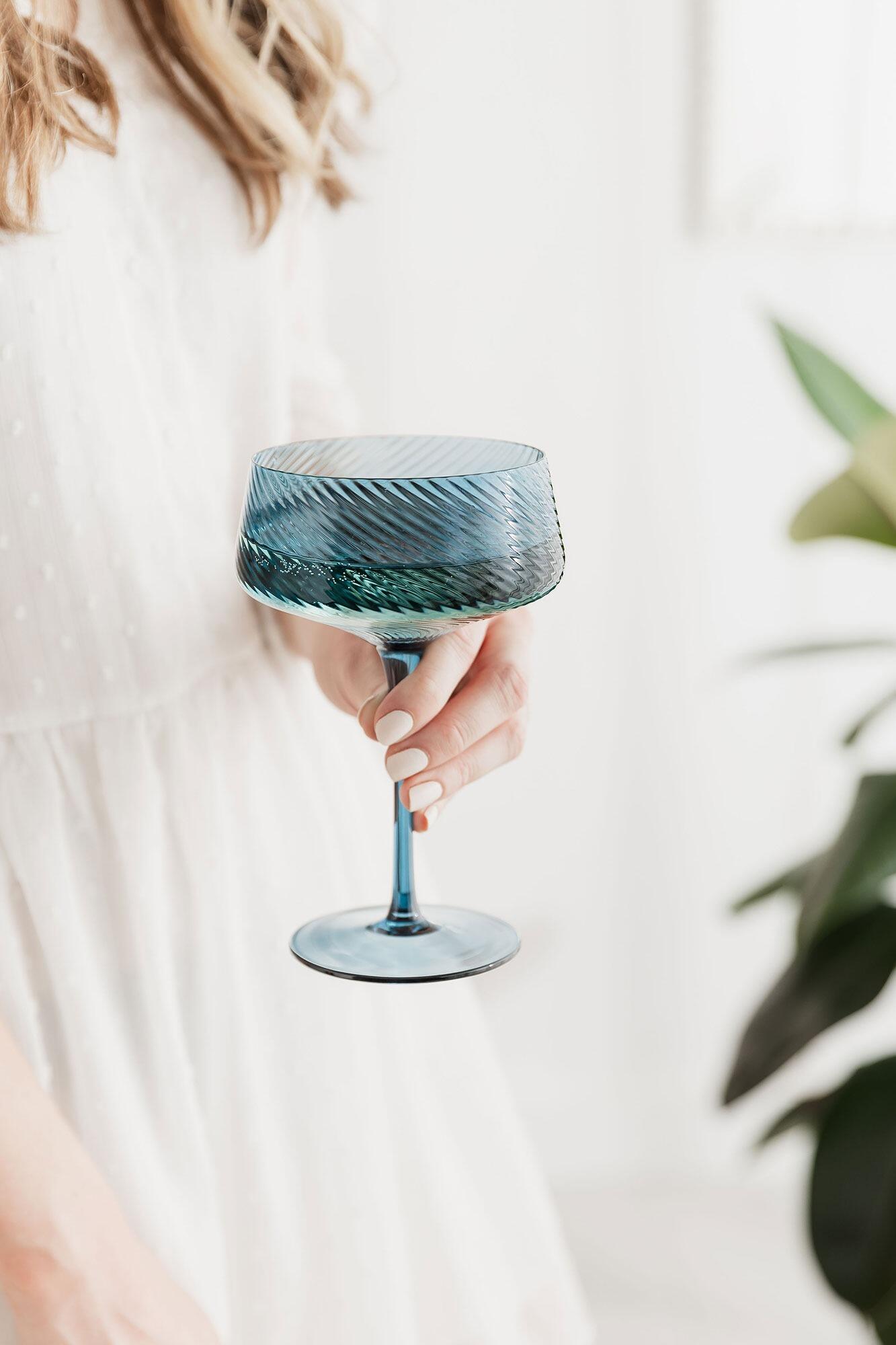 Coloured Cocktail Glasses Blue Green