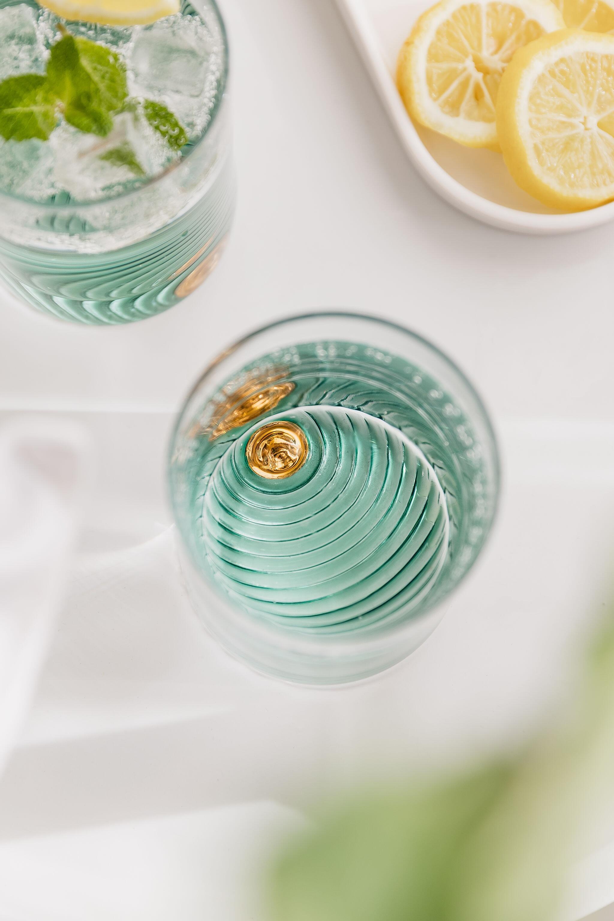 Tropical Beach Golden Pearl Glasses Set of 2 Wedding