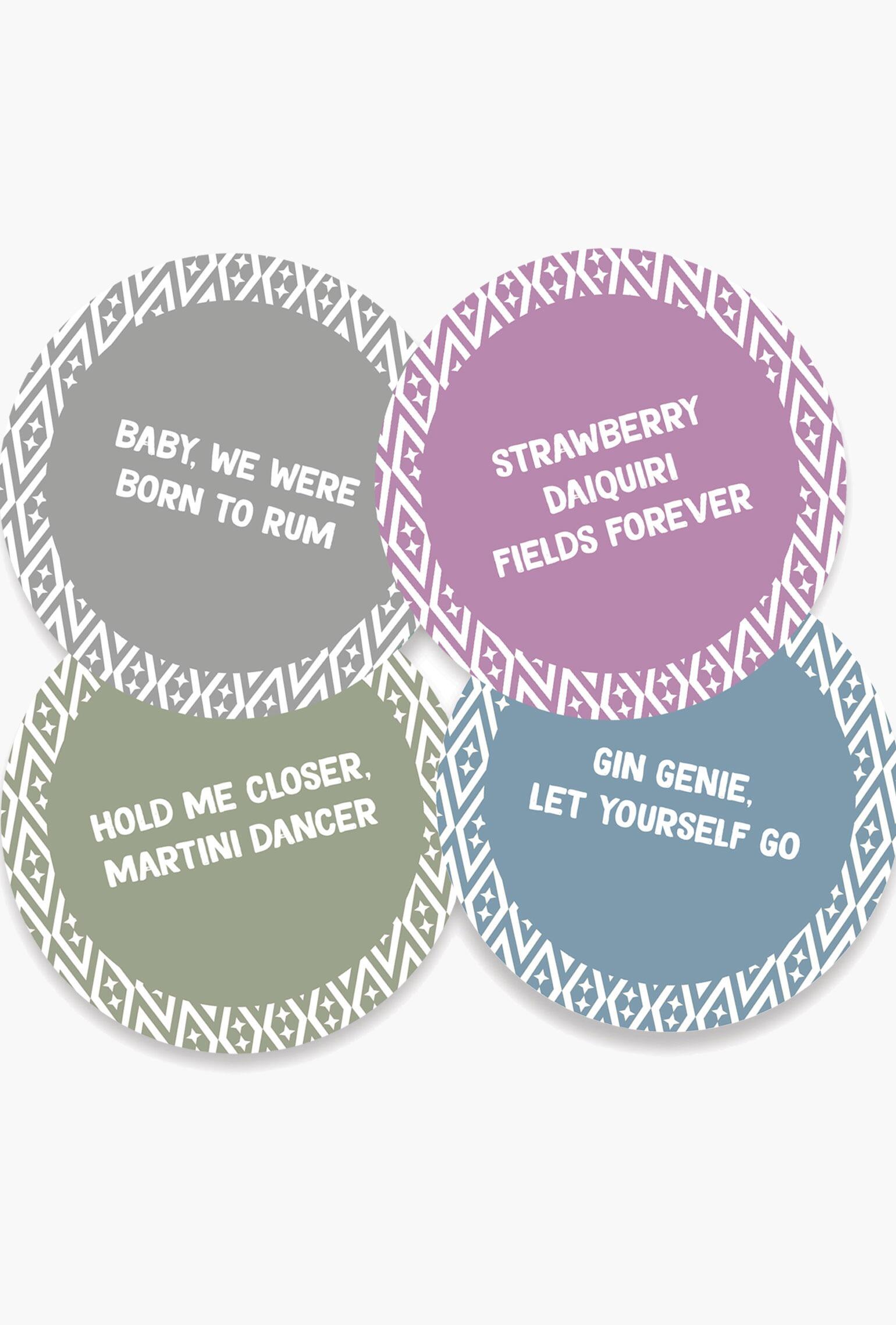 Uberstar Music Lyric Cocktail Coasters - Ceramic