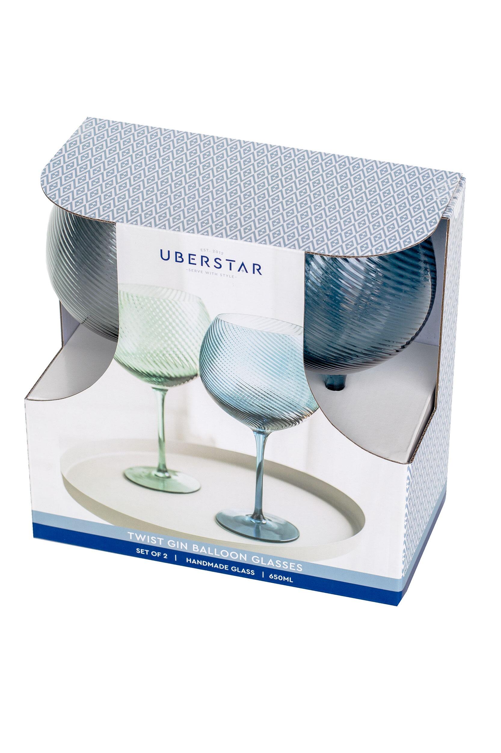 Large Gin Glasses Coloured Retro Vintage Style Ribbed