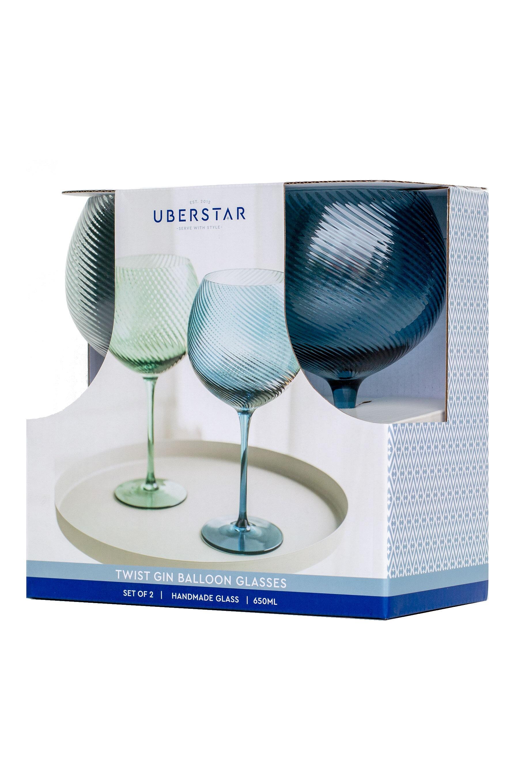 Retro Coloured Gin Glasses Blue Green