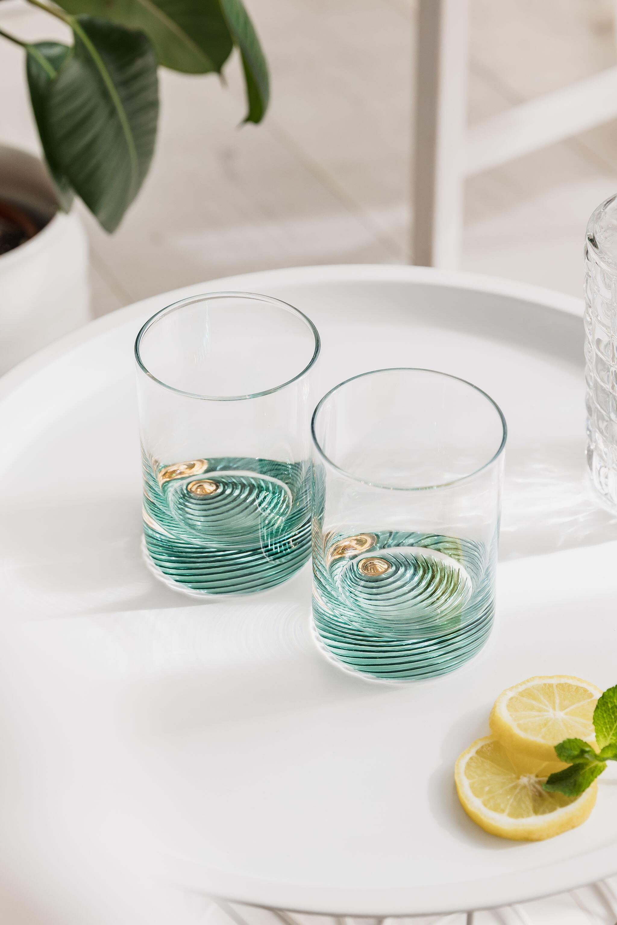Tropical Beach Golden Pearl Glasses Set of 2