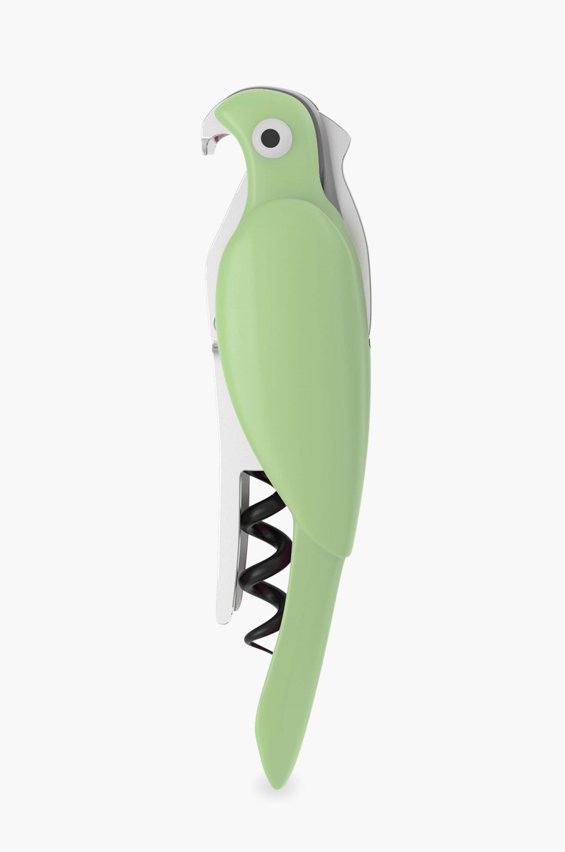 Budgie Bottle Opener Corkscrew Waiters Friend Green