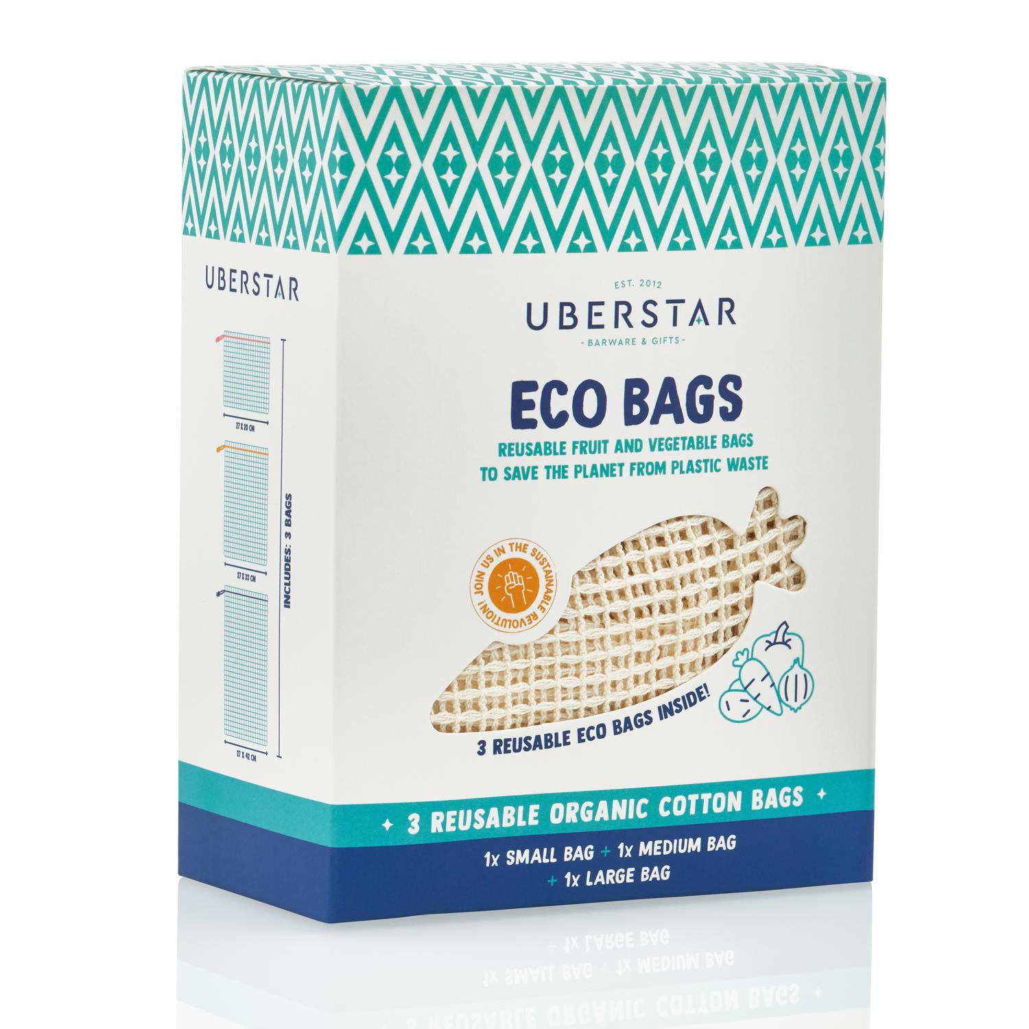 Uberstar Eco Bag - Organic Fruit & Veg Bag (3 Pack)