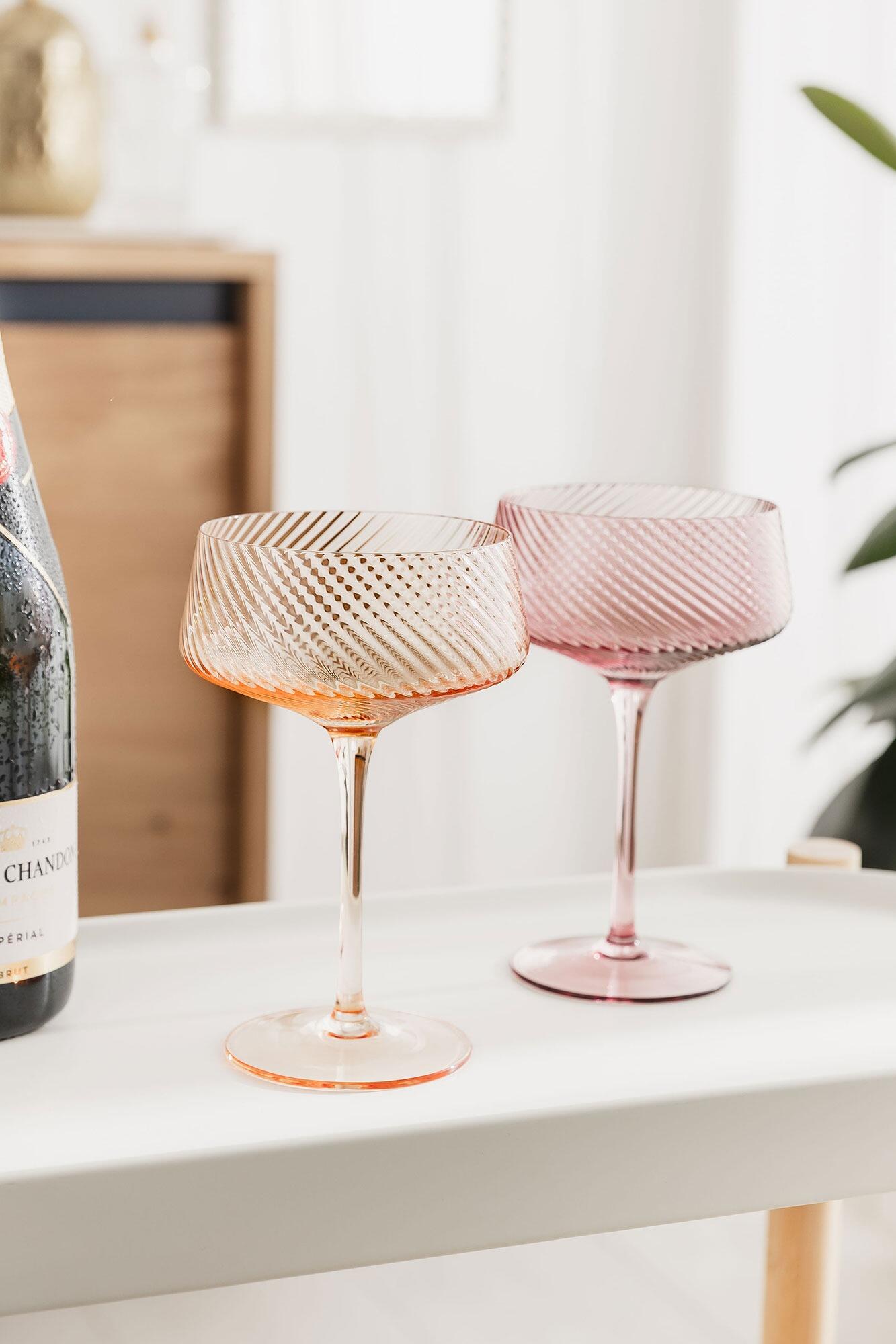 Coloured Cocktail Glasses Pink Peach