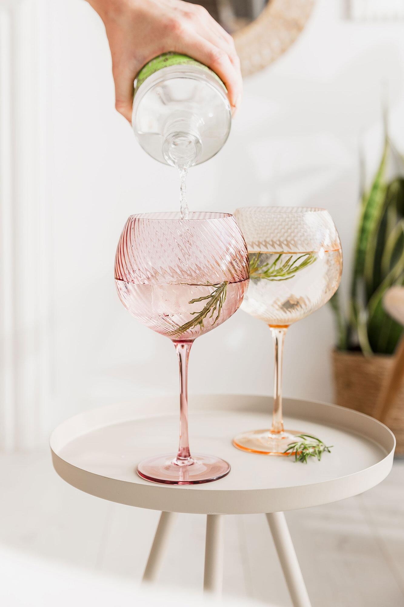 Coloured Glass Gin Balloon Set of 2 Pink Peach