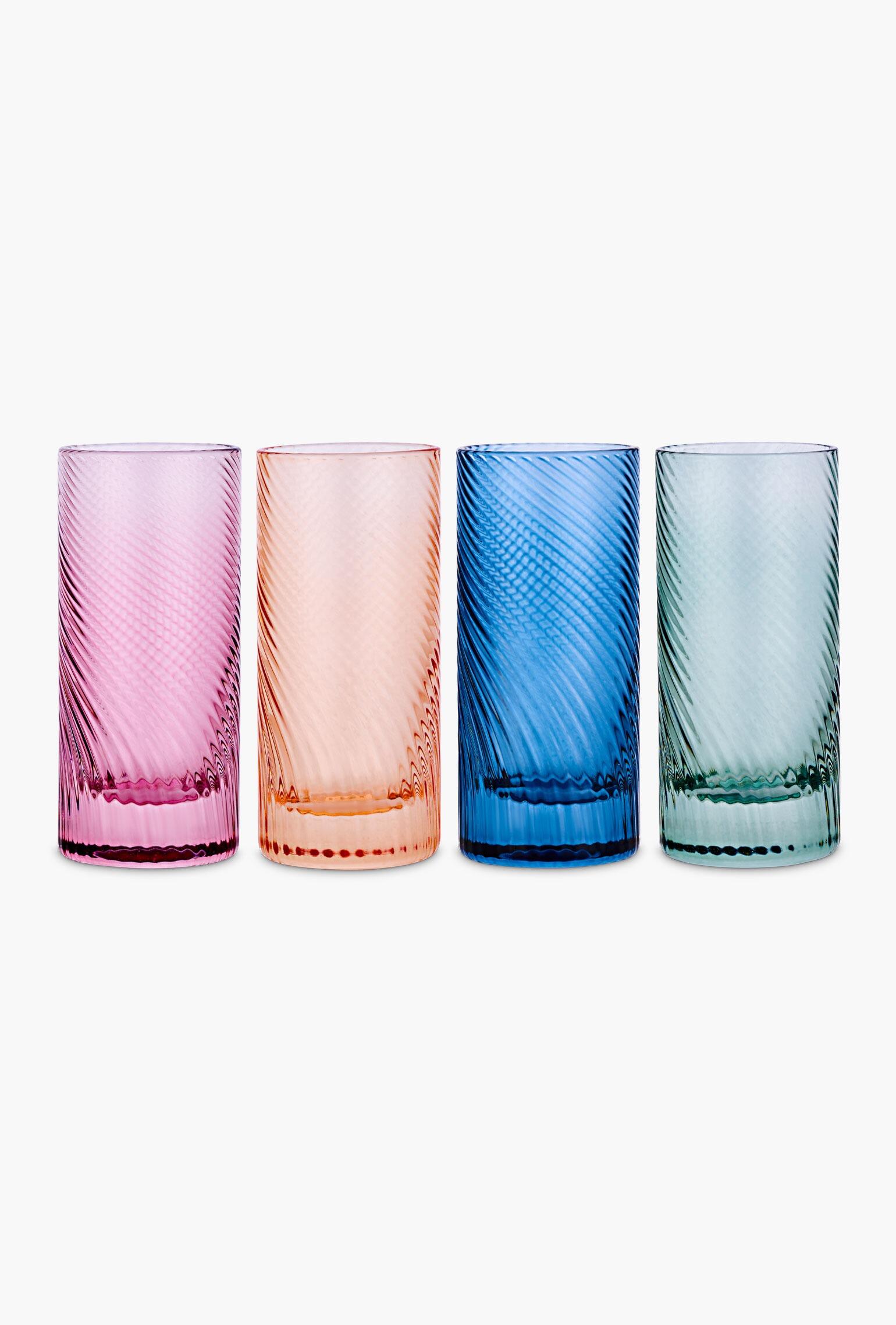 Coloured Glass Twist Shot Glasses Set of 4
