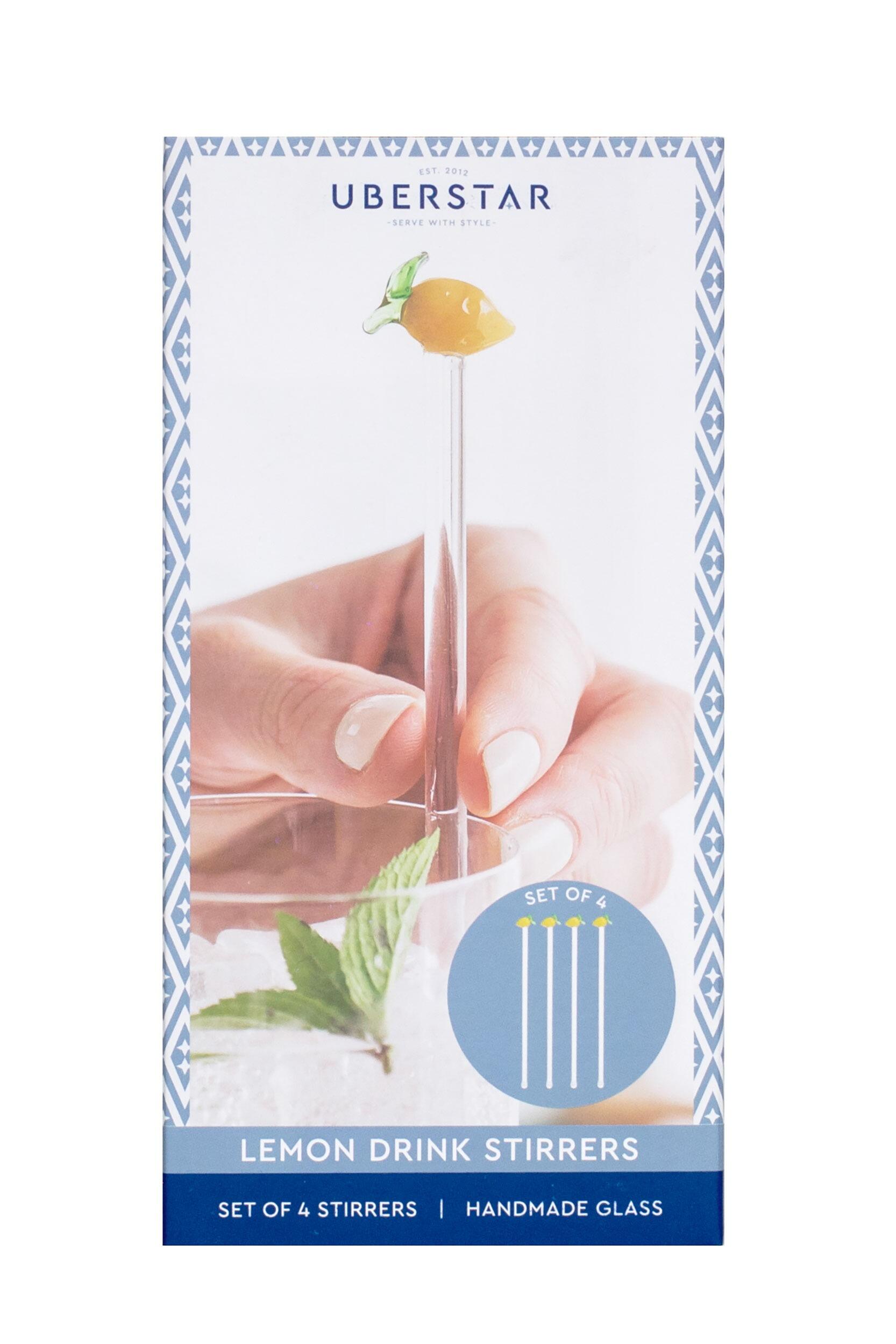 Glass Lemon Cocktail Stirrer Swizzle Sticks