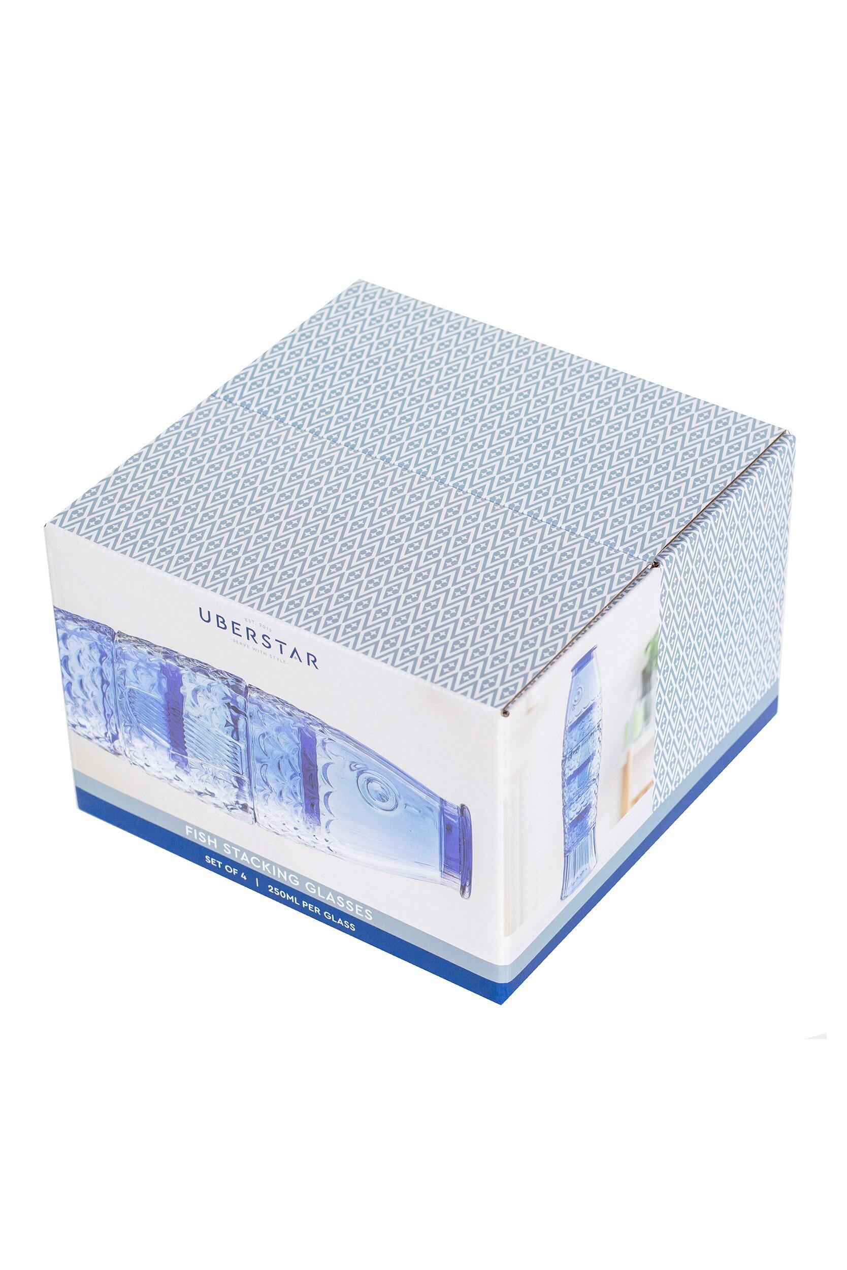 Fish Stacking Glass - Set of 4 250ml (Blue)