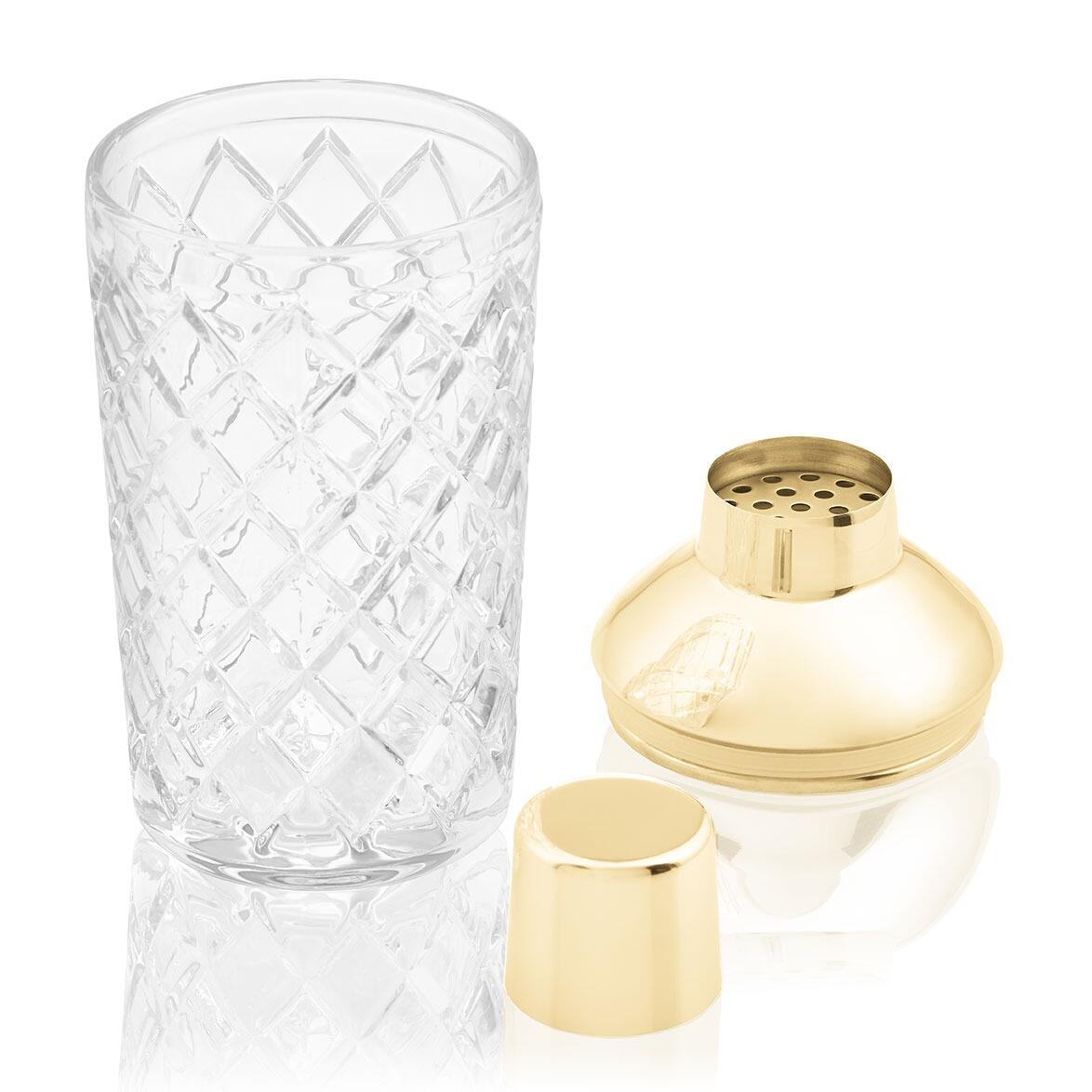 Uberstar Classic Cut Glass Cocktail Shaker (Gold)