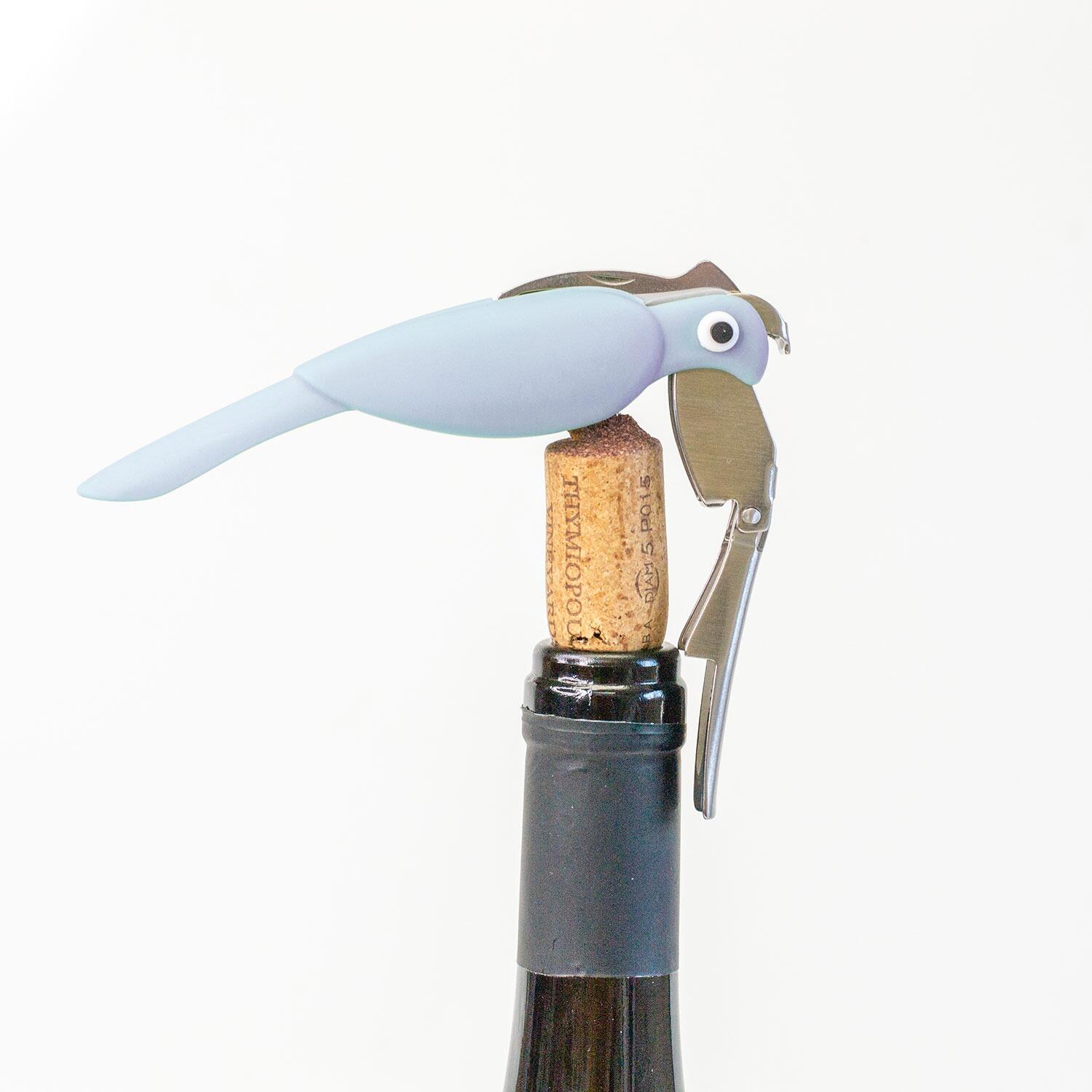 UBERSTAR Budgie Bottle Opener Corkscrew Waiters Friend Blue