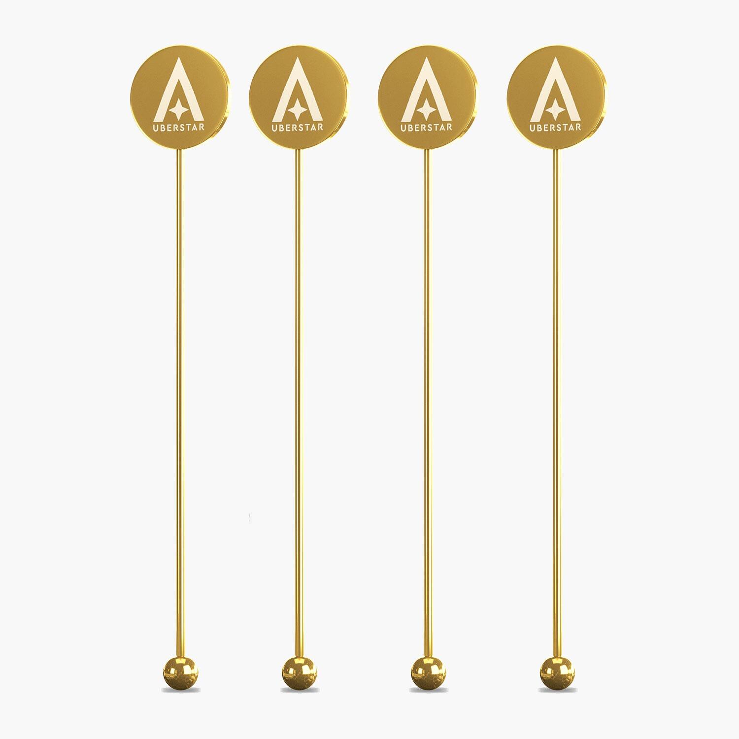 UBERSTAR Gold Metal Cocktail Stirrers (Set of 4) - Only £11.99