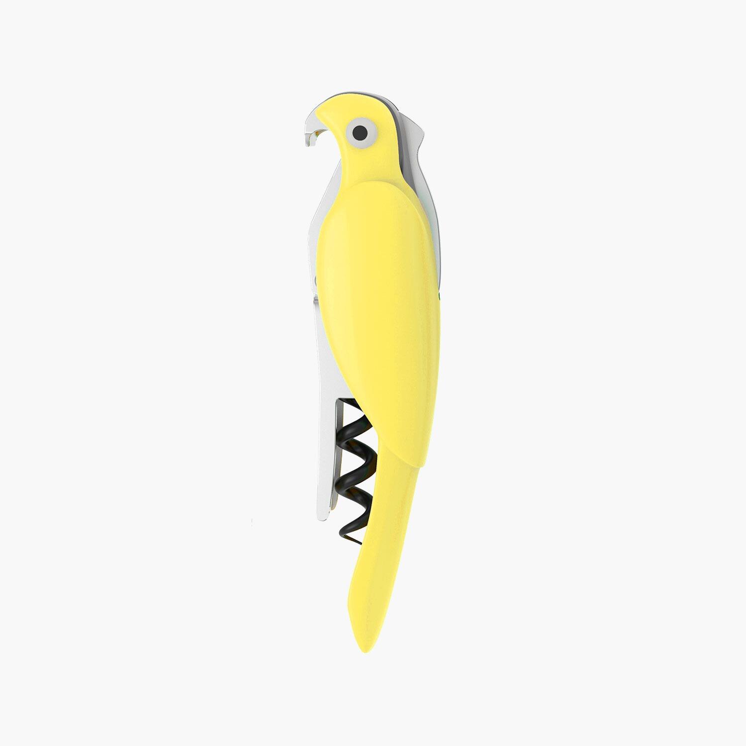 Budgie Bottle Opener Corkscrew Waiters Friend Yellow