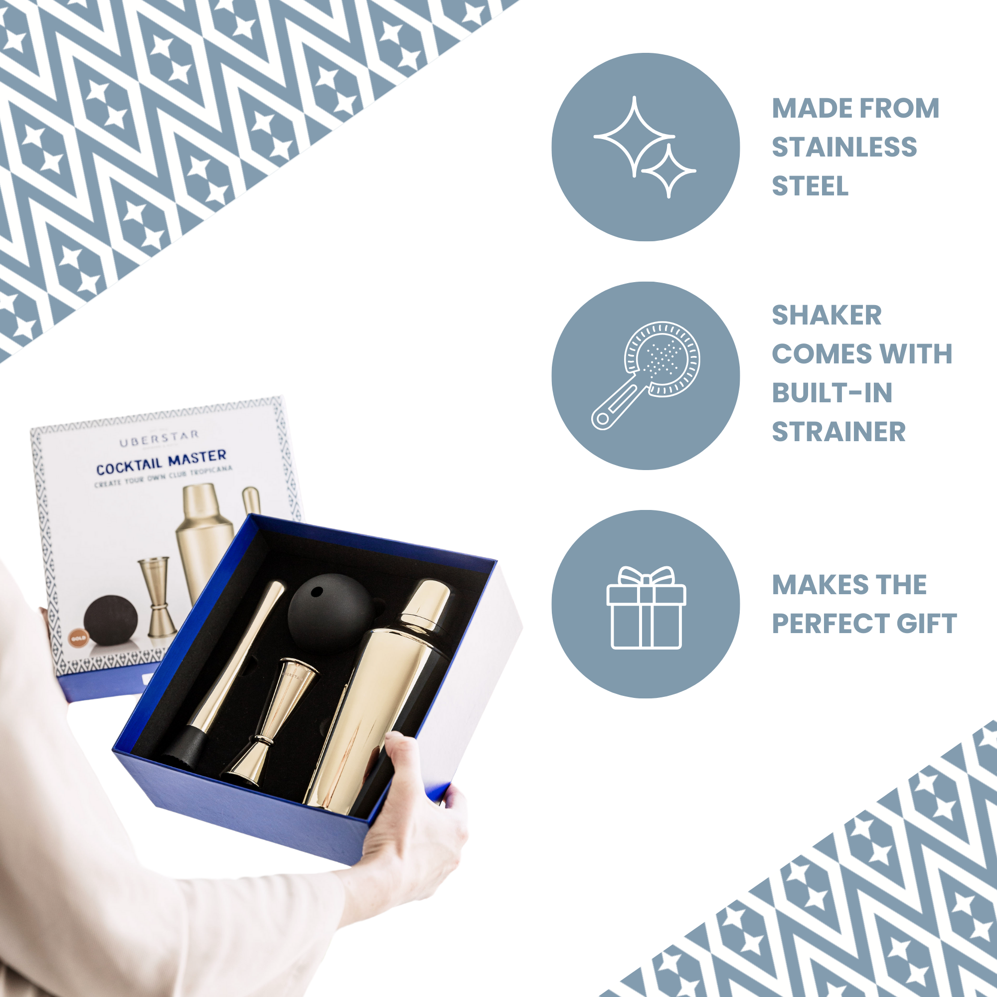 Cocktail Master Shaker Gift Set Silver