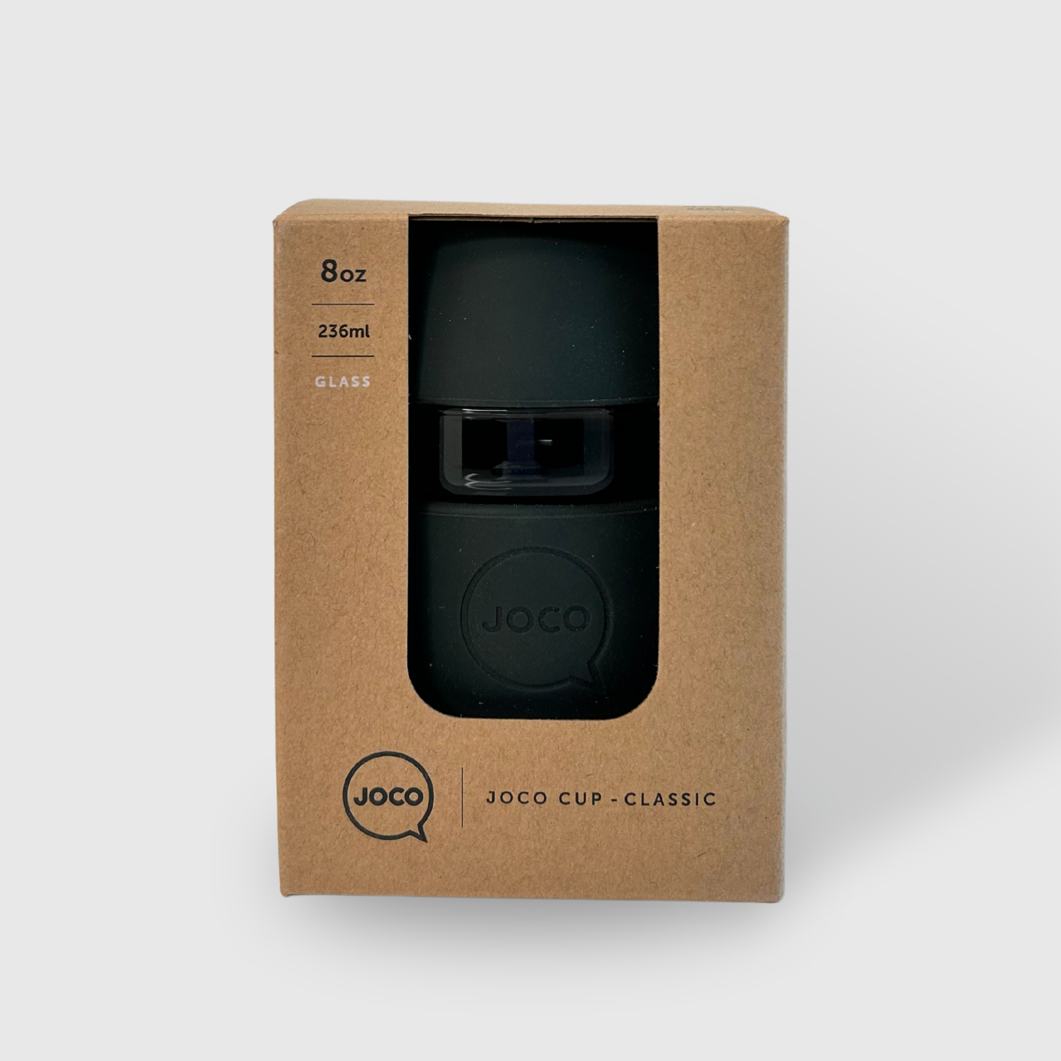 JOCO cup ultra black 8oz glass coffee cup