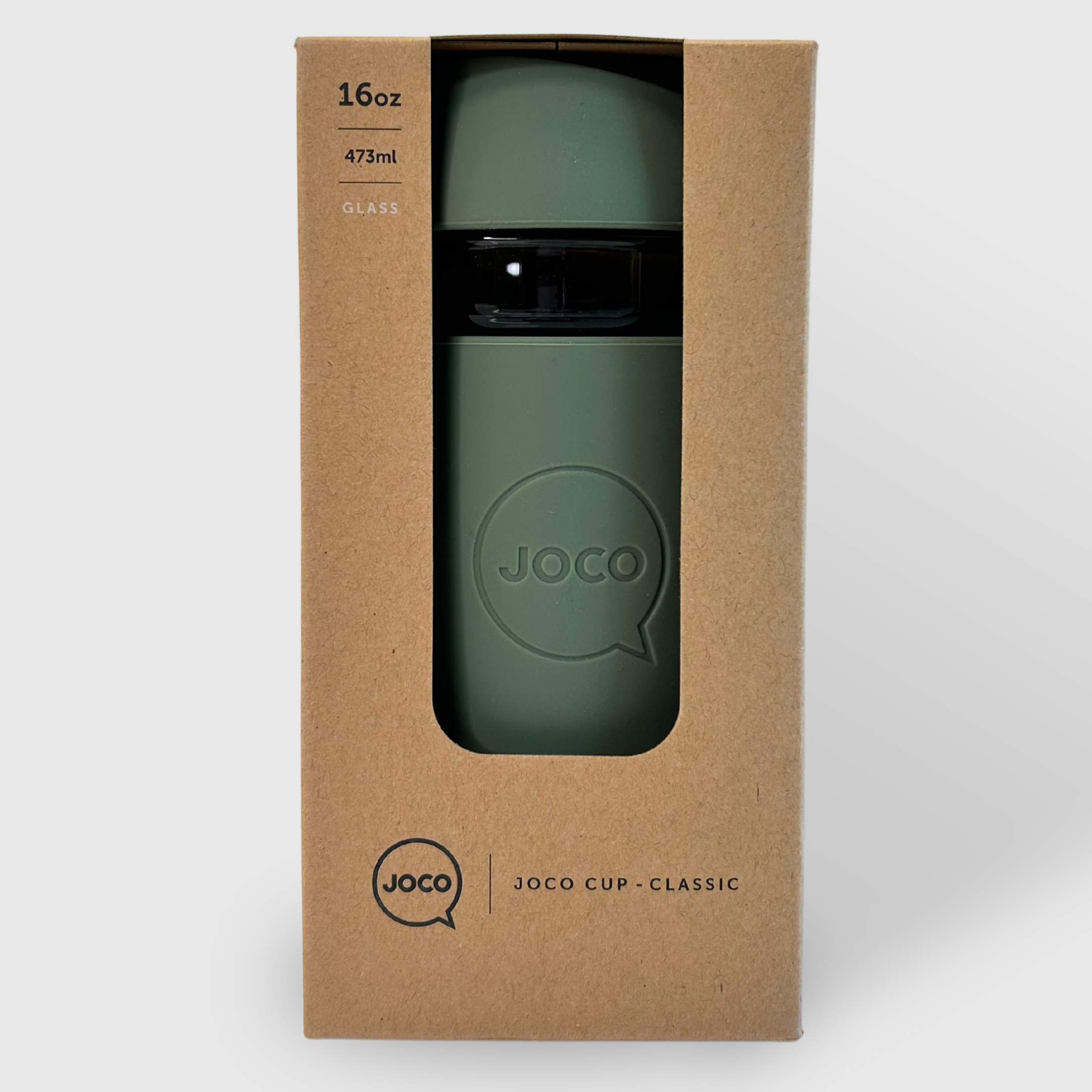 JOCO cup desert sage green 16oz glass reusable coffee cup