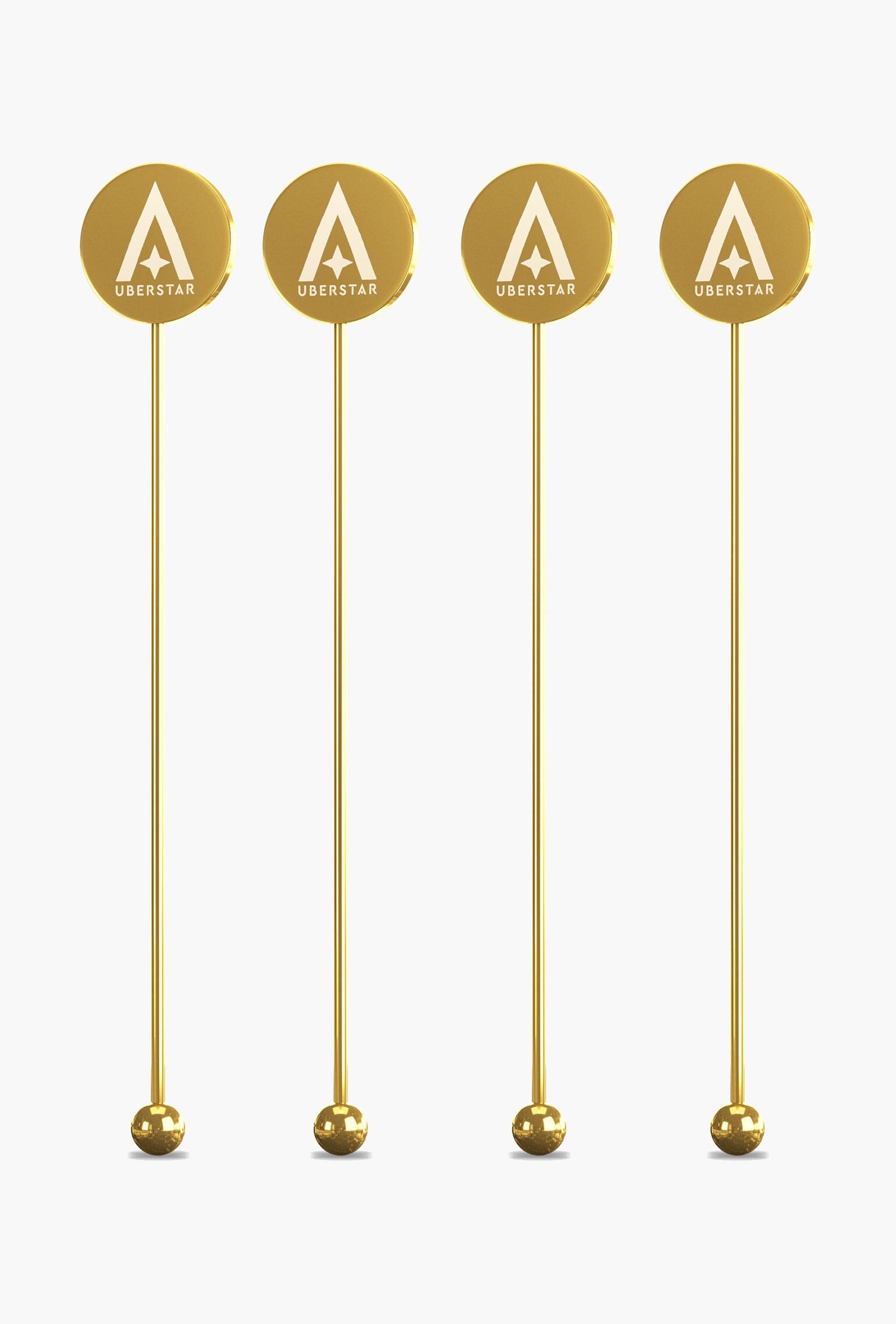 UBERSTAR Gold Metal Cocktail Stirrers (Set of 4) - Only £11.99