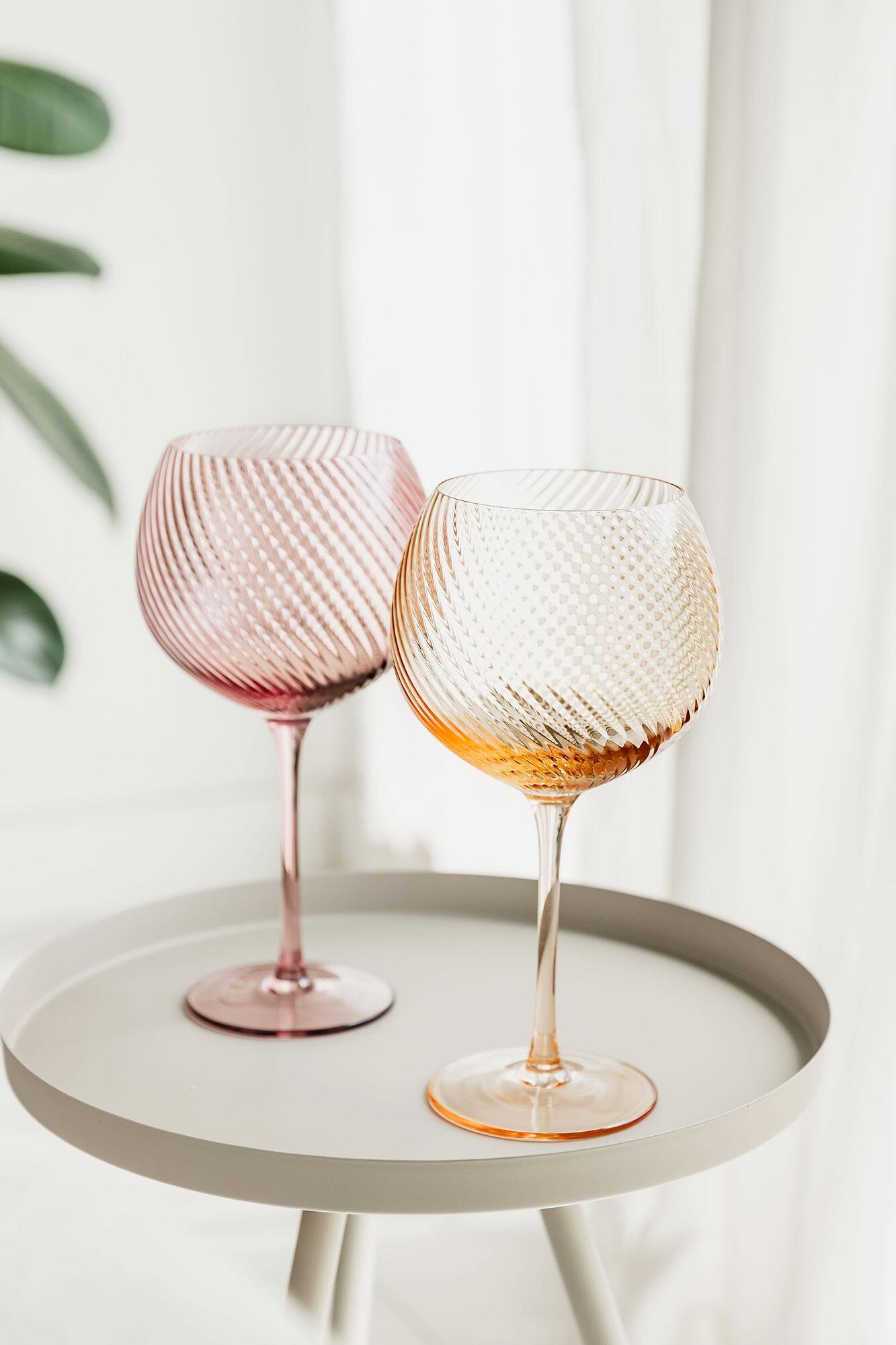 Coloured Twist Gin Balloon Glasses - Set of 2 (Pink & Peach)