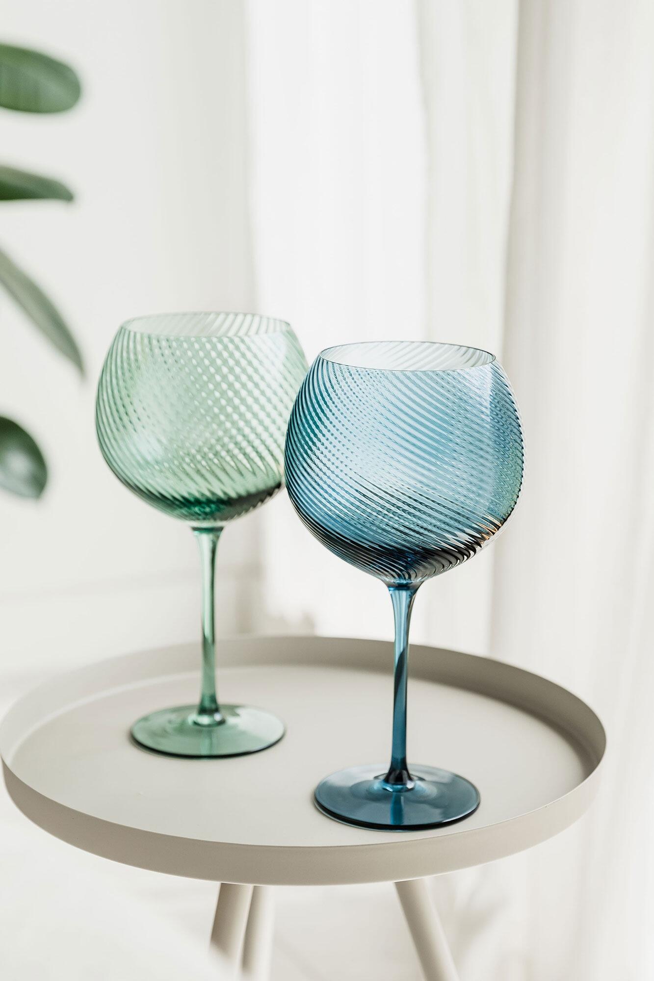 Coloured Glass Gin Balloon Blue Green