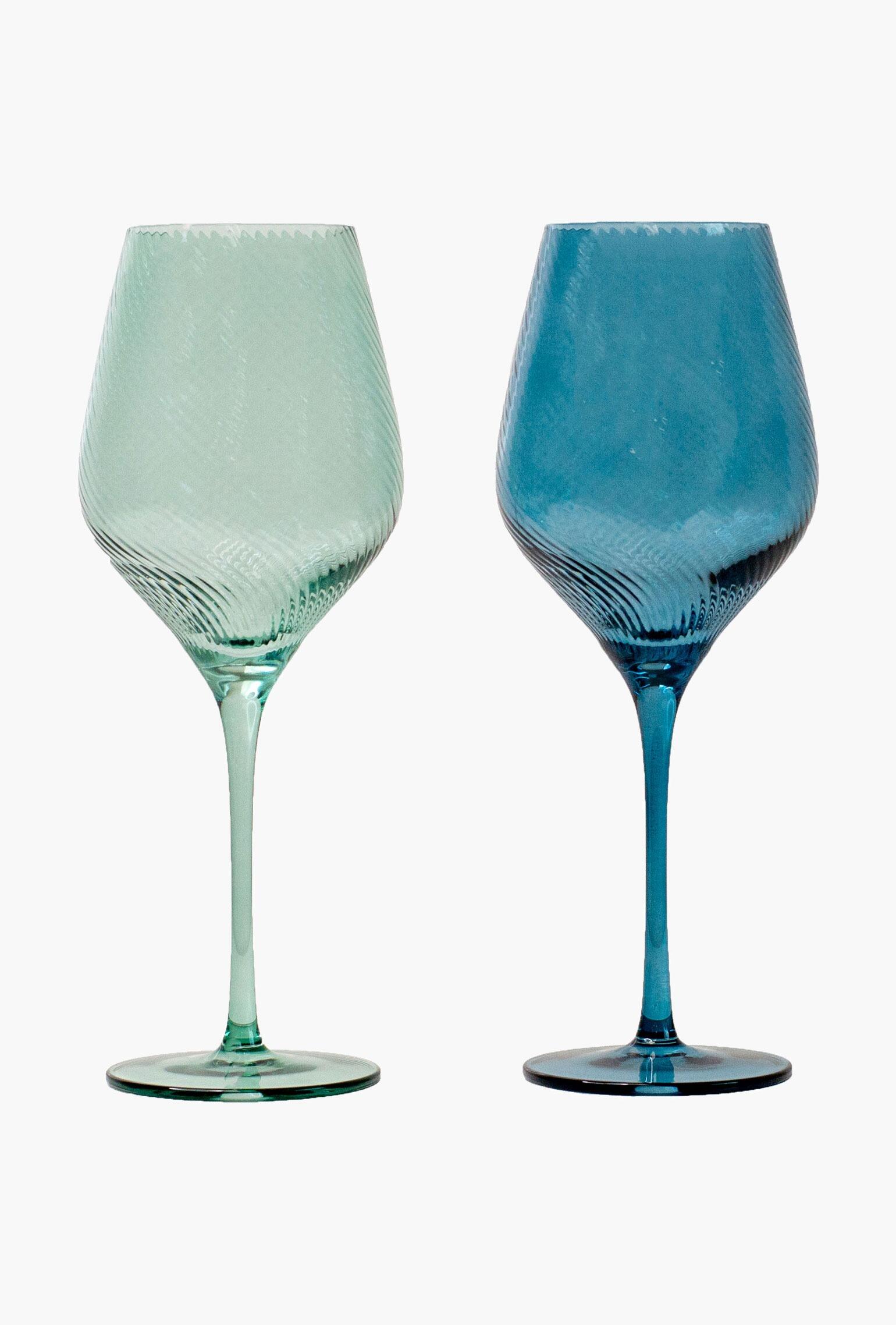 Coloured Wine Glasses Green Blue