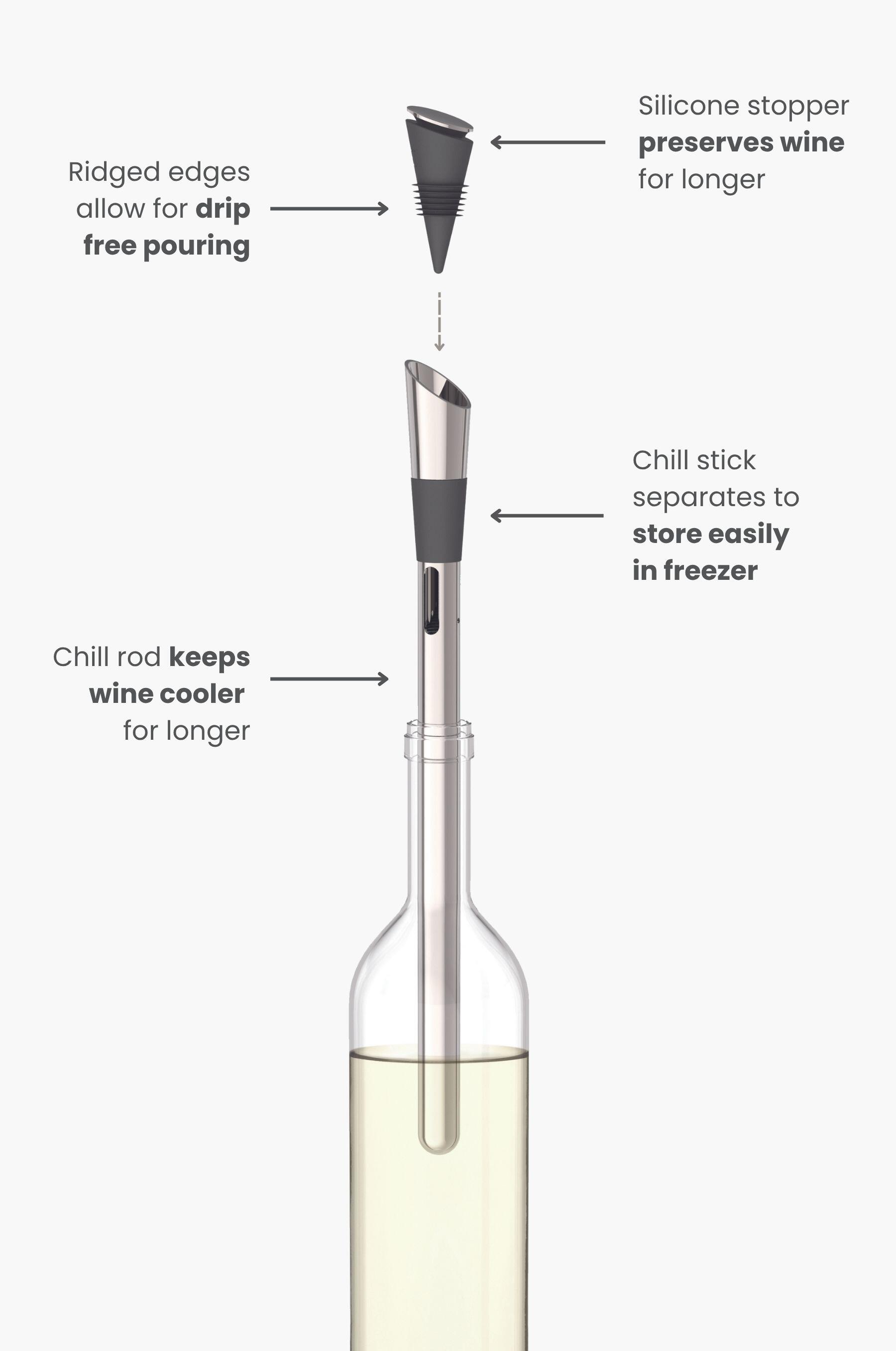 uberstar stainless steel wine chill stick features
