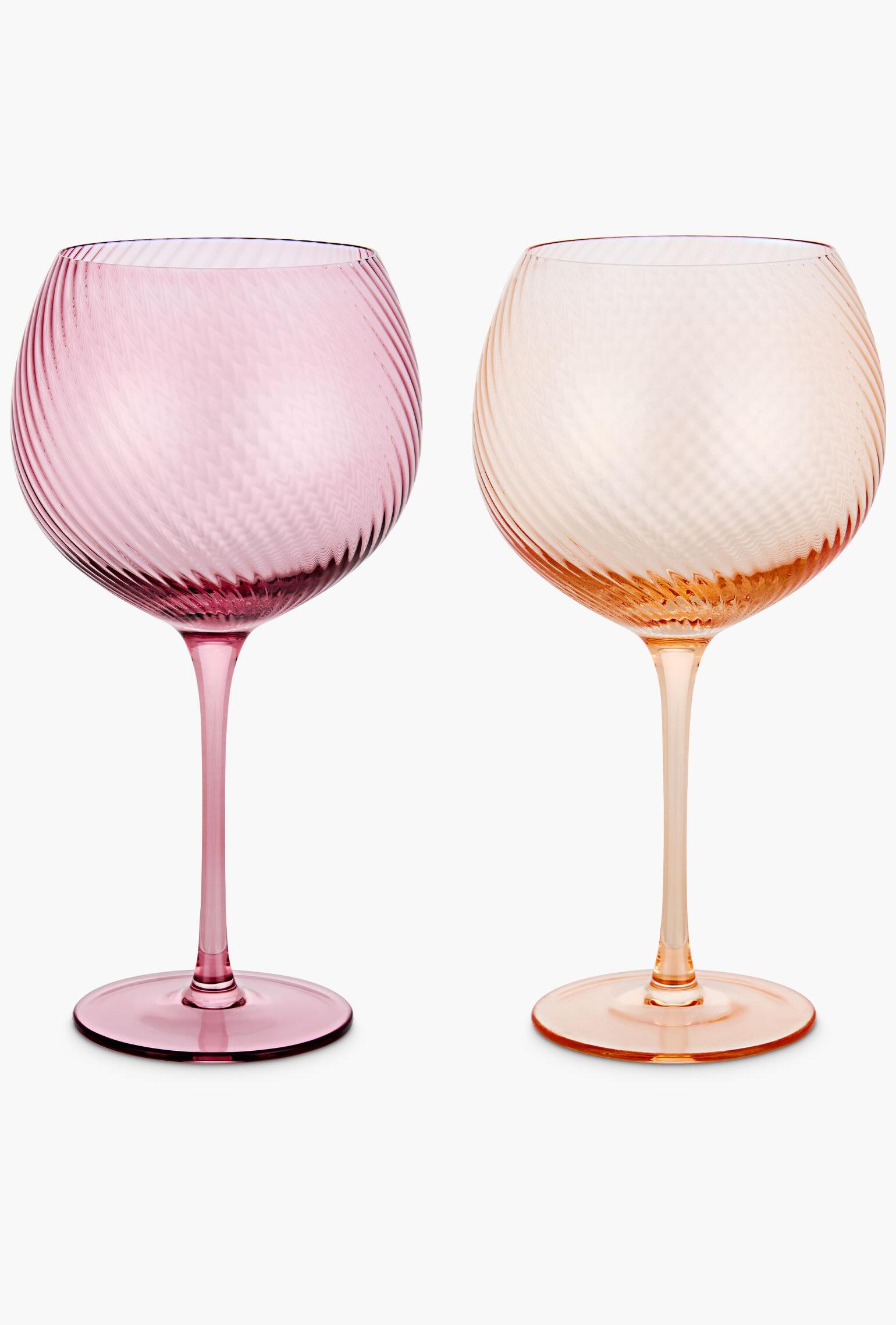 Coloured Twist Gin Balloon Glasses - Set of 2 (Pink & Peach)