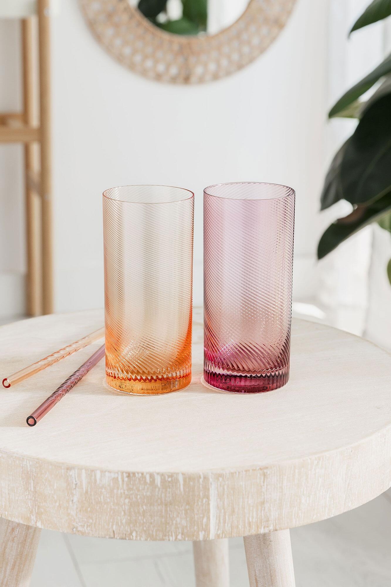 Coloured Drinking Glasses Pink Peach