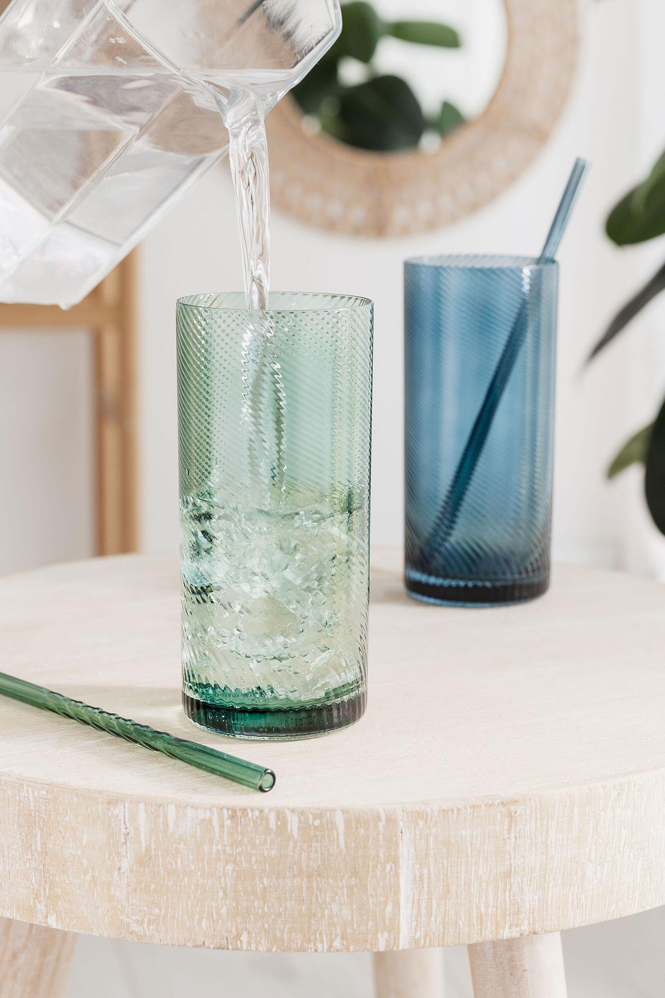 Glass Highball Tumblers Blue Green