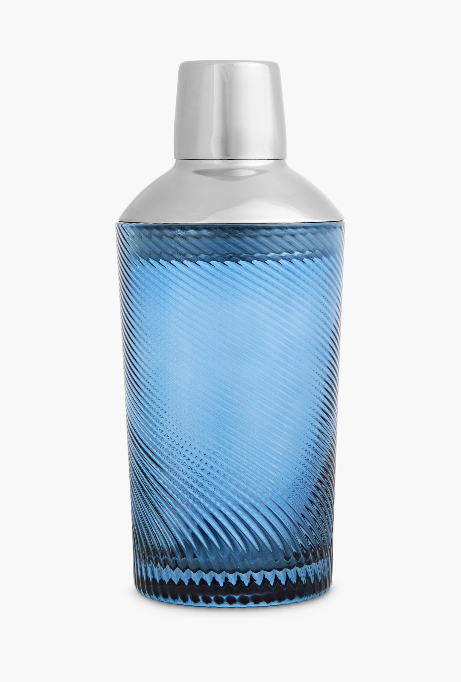 Coloured Glass Twist Cocktail Shaker Blue