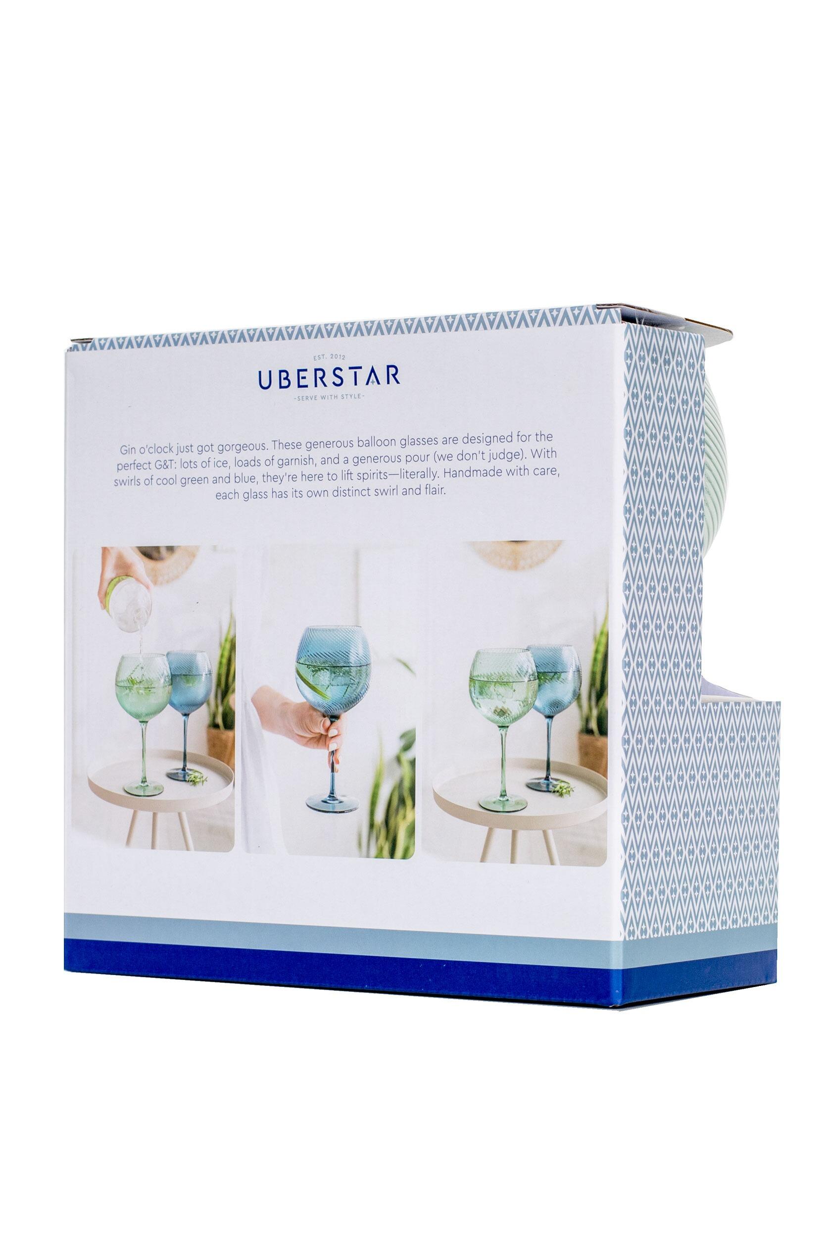 Glass Gin Goblets Retro Blue Green