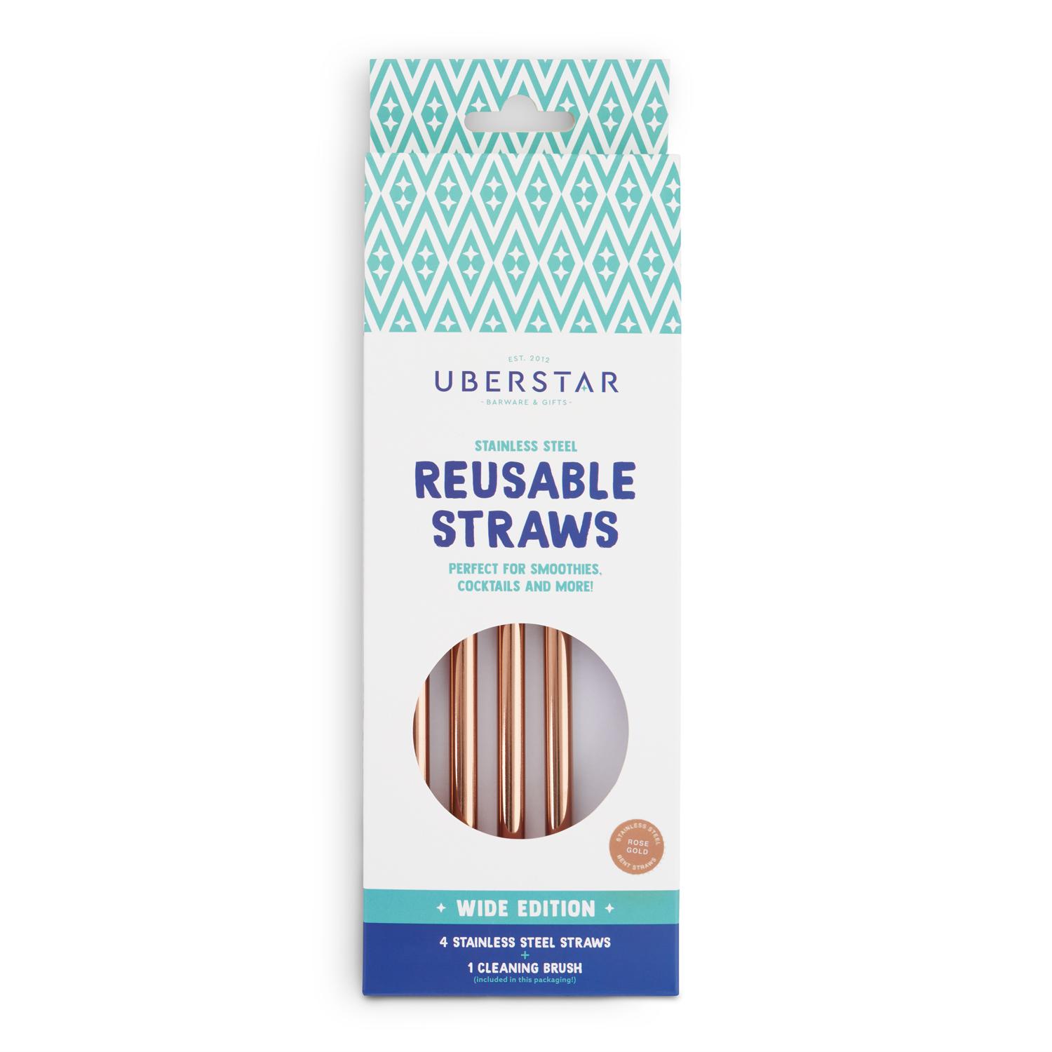Uberstar Reusable Straws (4 Pack) - Rose Gold