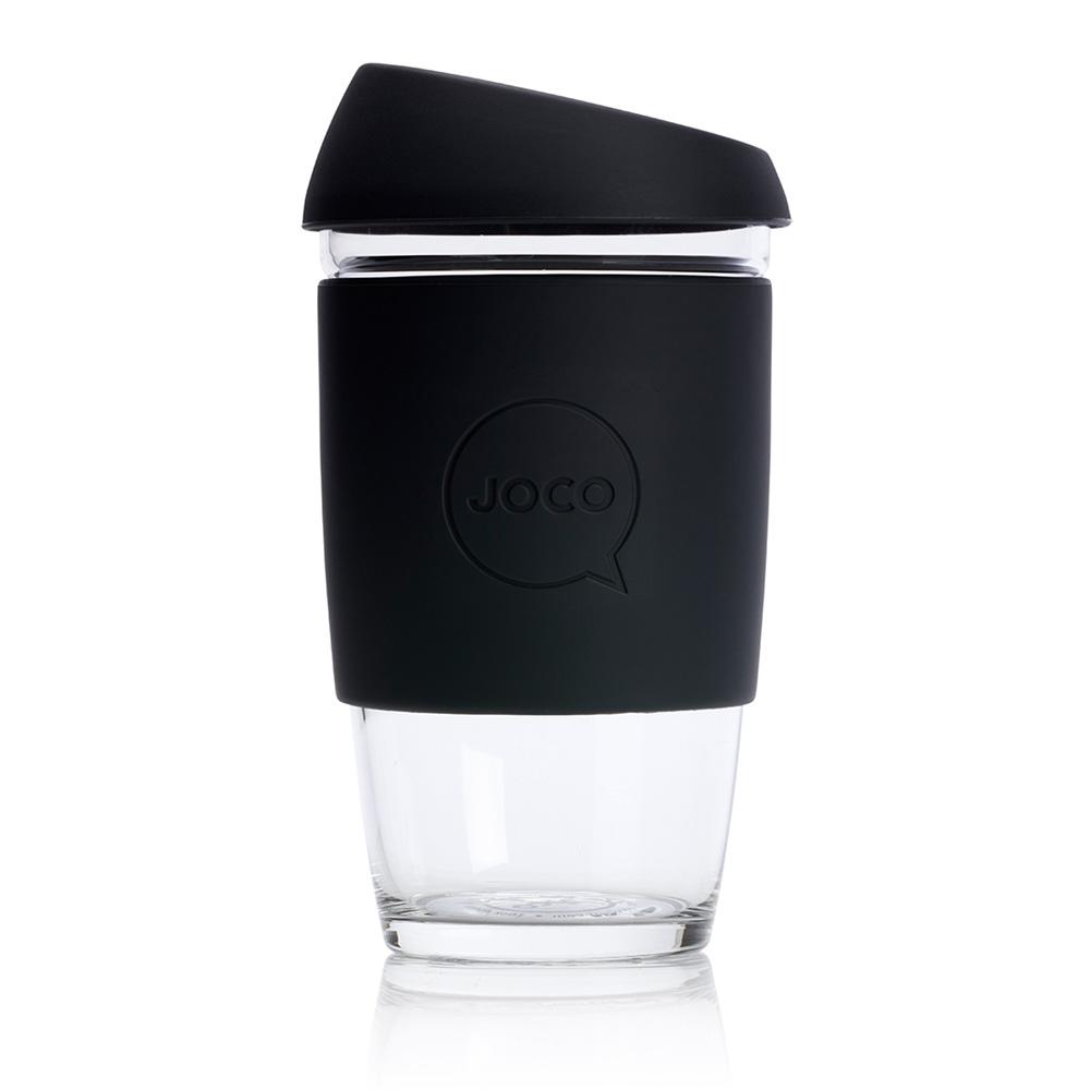 JOCO Reusable Glass Coffee Cup 16oz Black