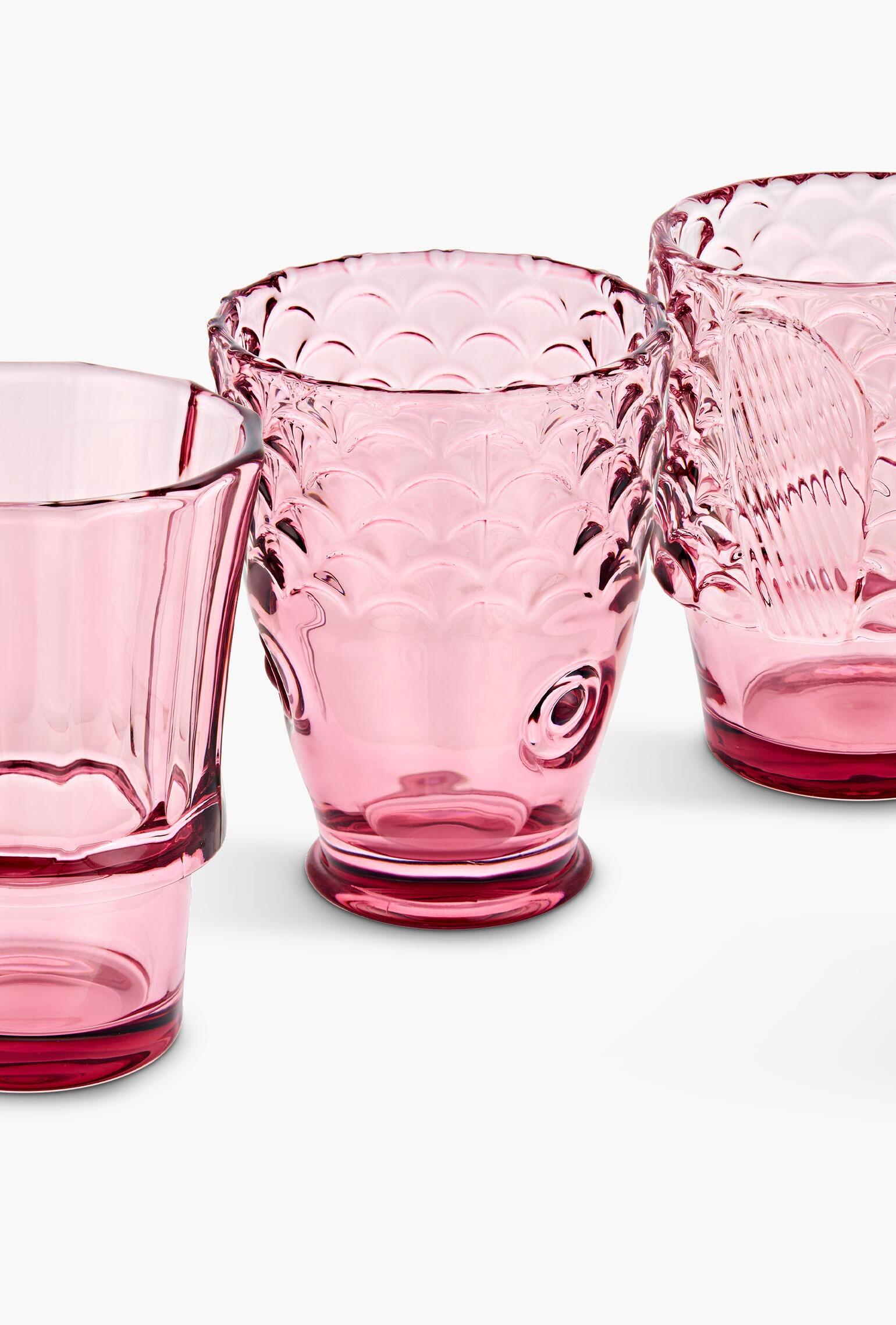 Glass Fish Stacking Glasses Pink Uberstar