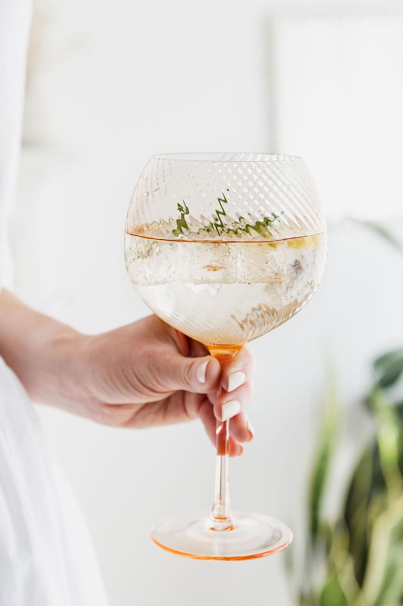 Coloured Glass  Gin Balloon Pink Peach