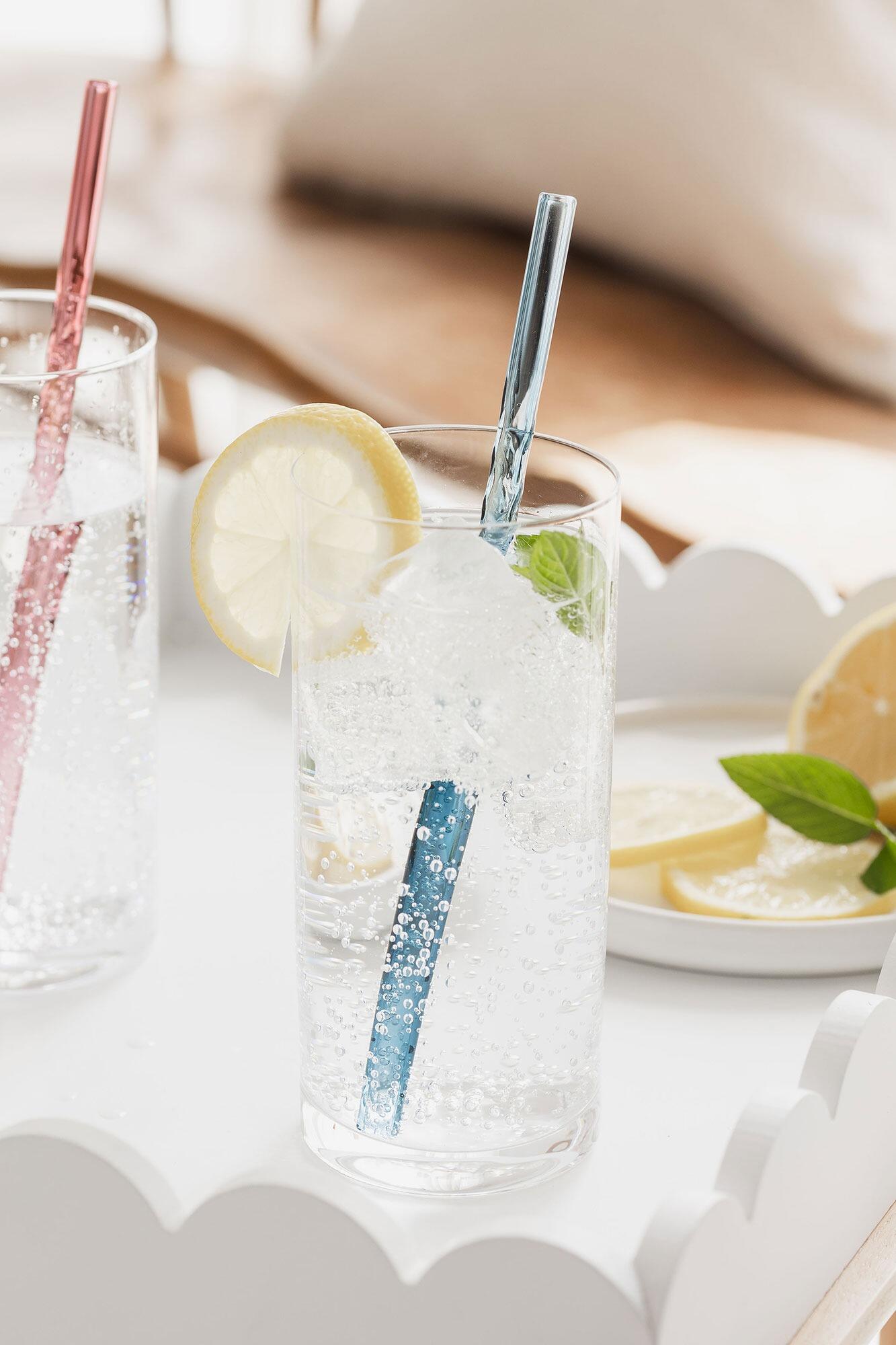 Glass Twist Straight Straws Set of 4