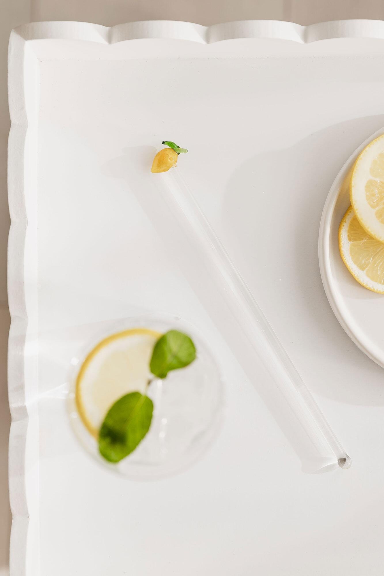 Cocktail Stirrers Glass Lemon