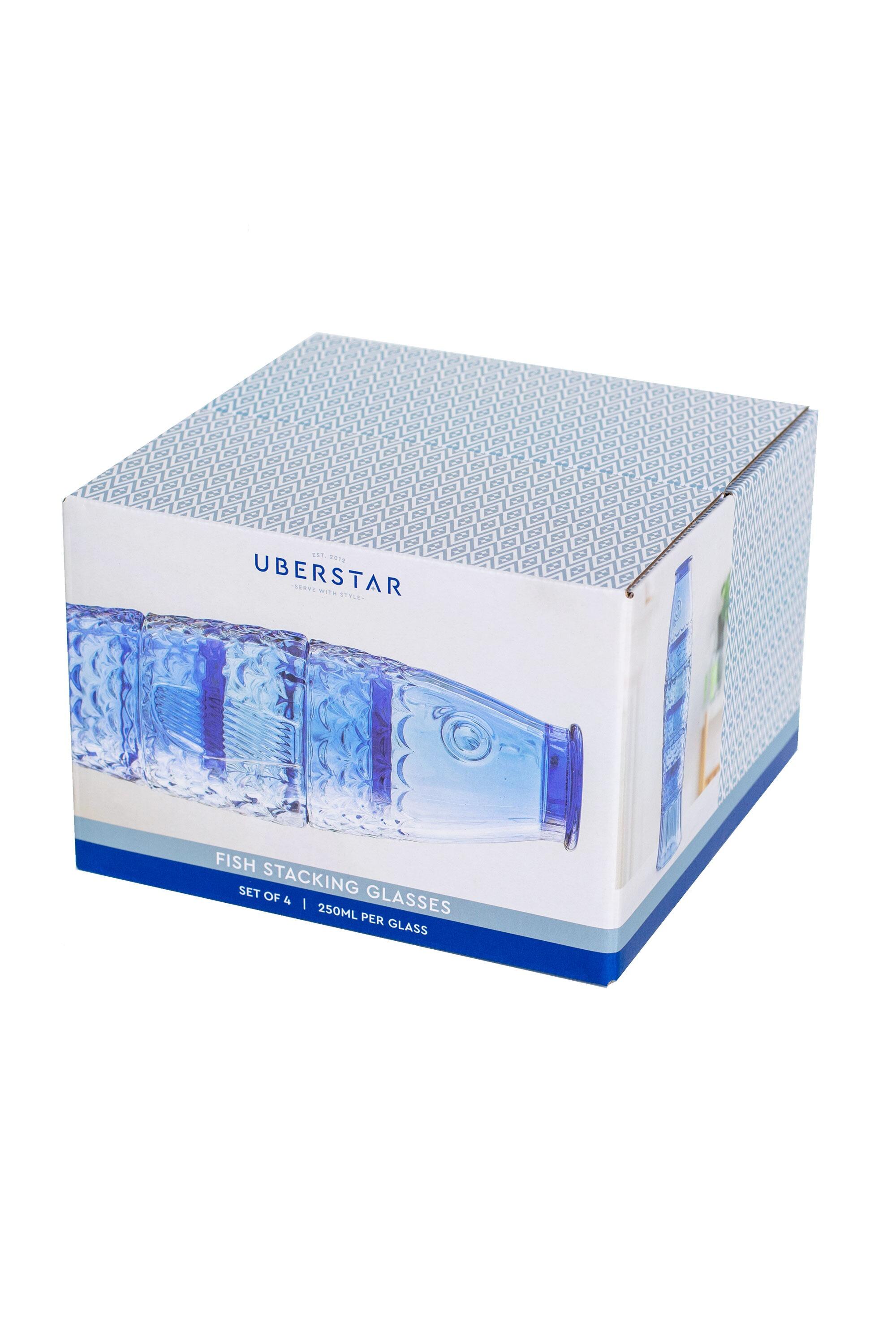 Glass Fish Stacking Glasses Box Drinking