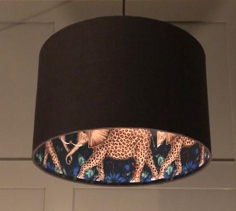 Black Linen Lampshade With Blue, Baby Blue Elephant Lamp Shade
