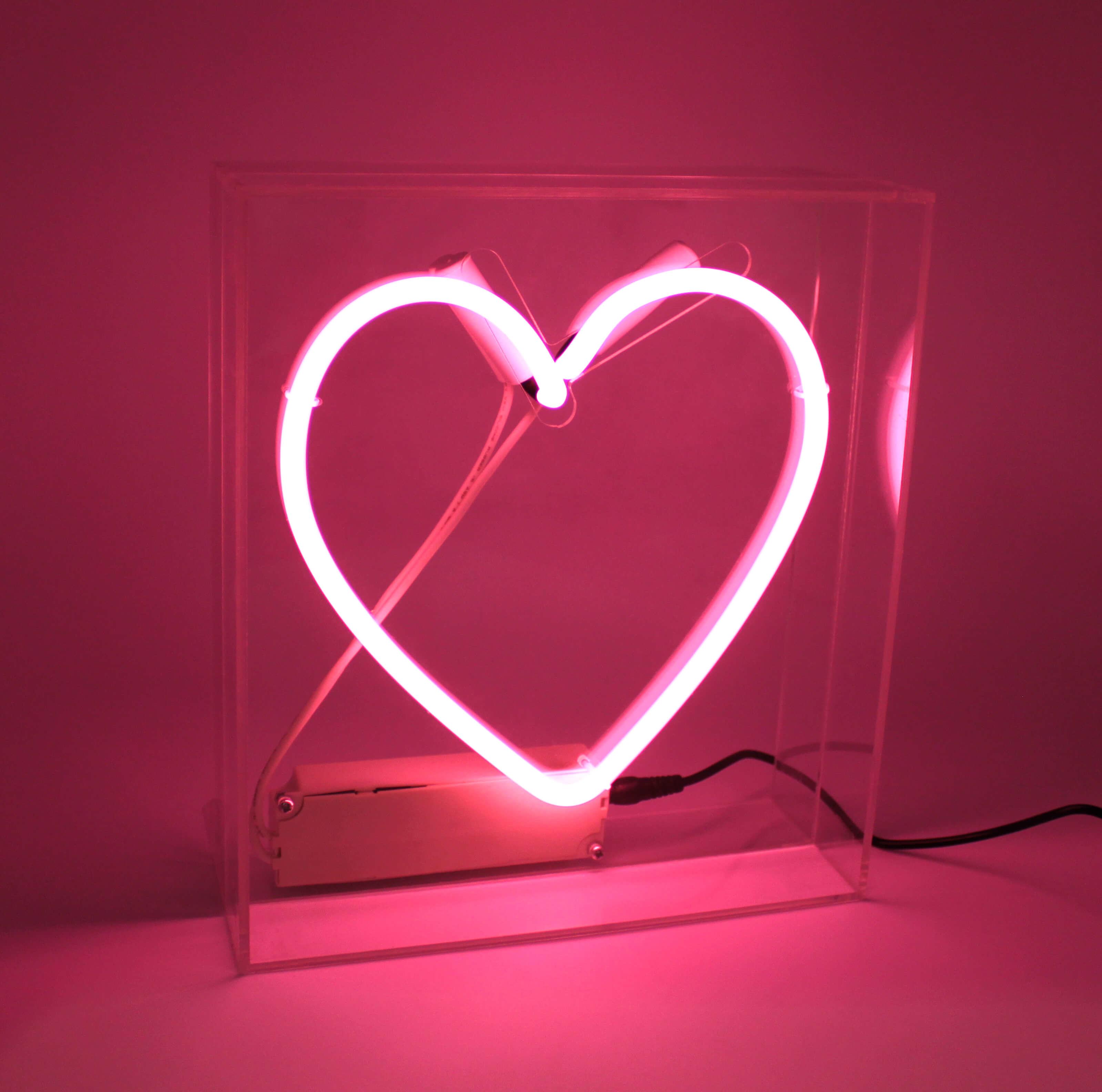 Red neon store heart light