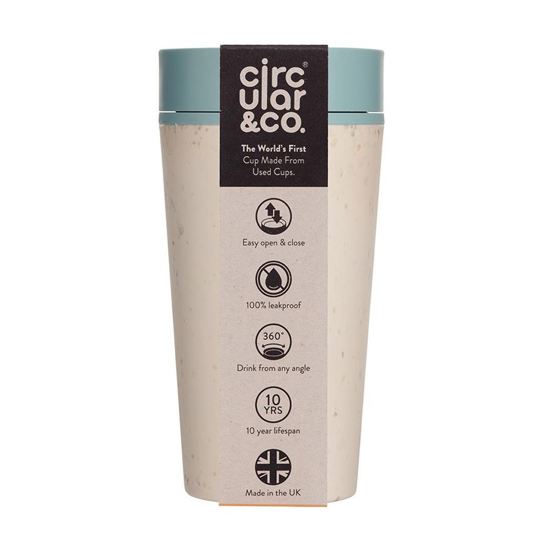 Circular&Co. Coffee Cup - 12oz - Cream & Faraway Blue with packaging