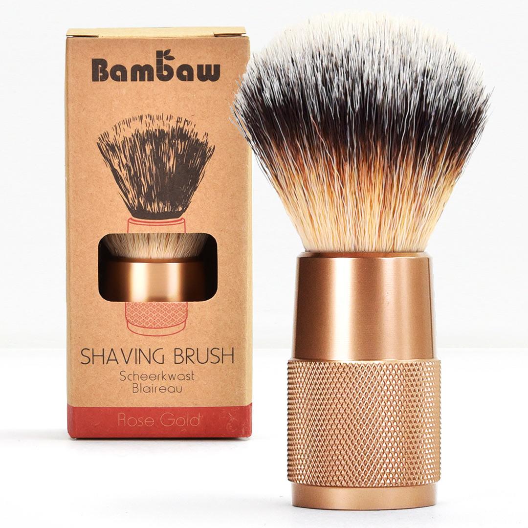 Bambaw shaving brush rose gold handle with box